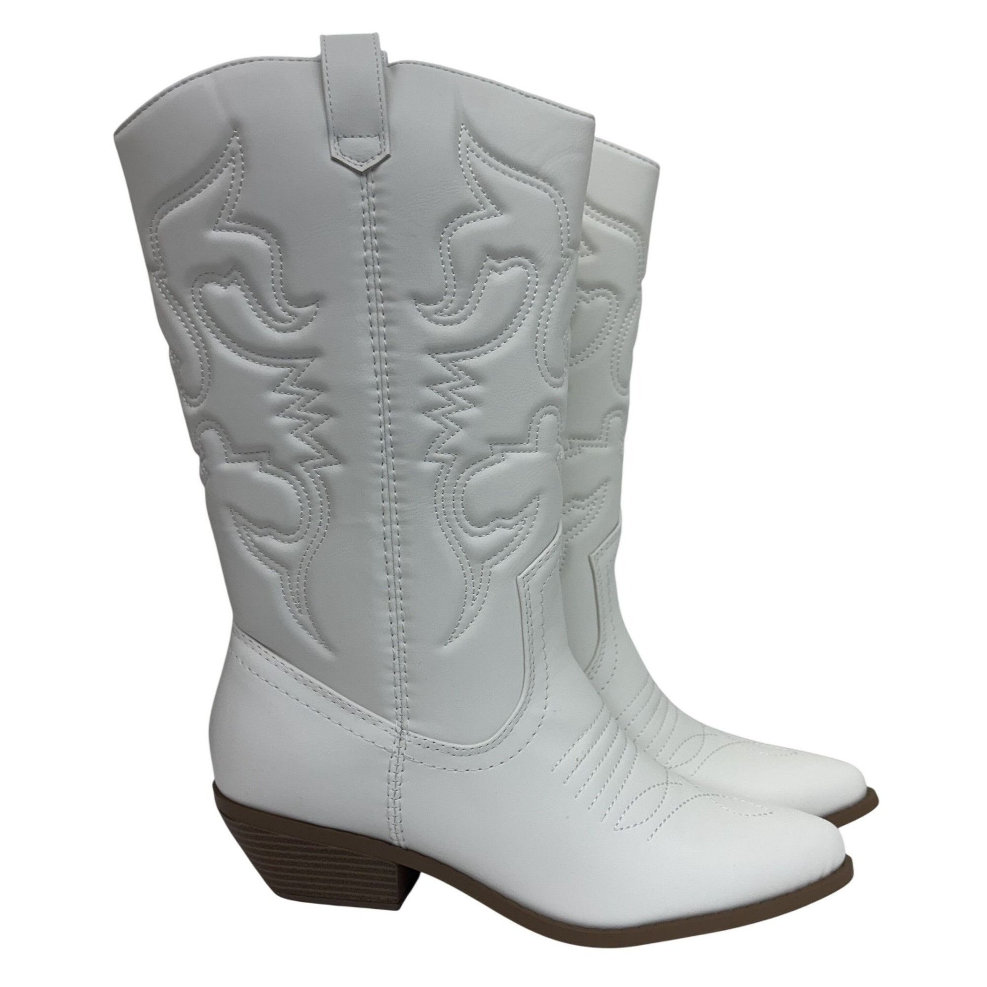 Other SODA / Reno / White / Embroidered / Western Cowgirl Boots / Size US 10 / IT 40 - 3 Thumbnail
