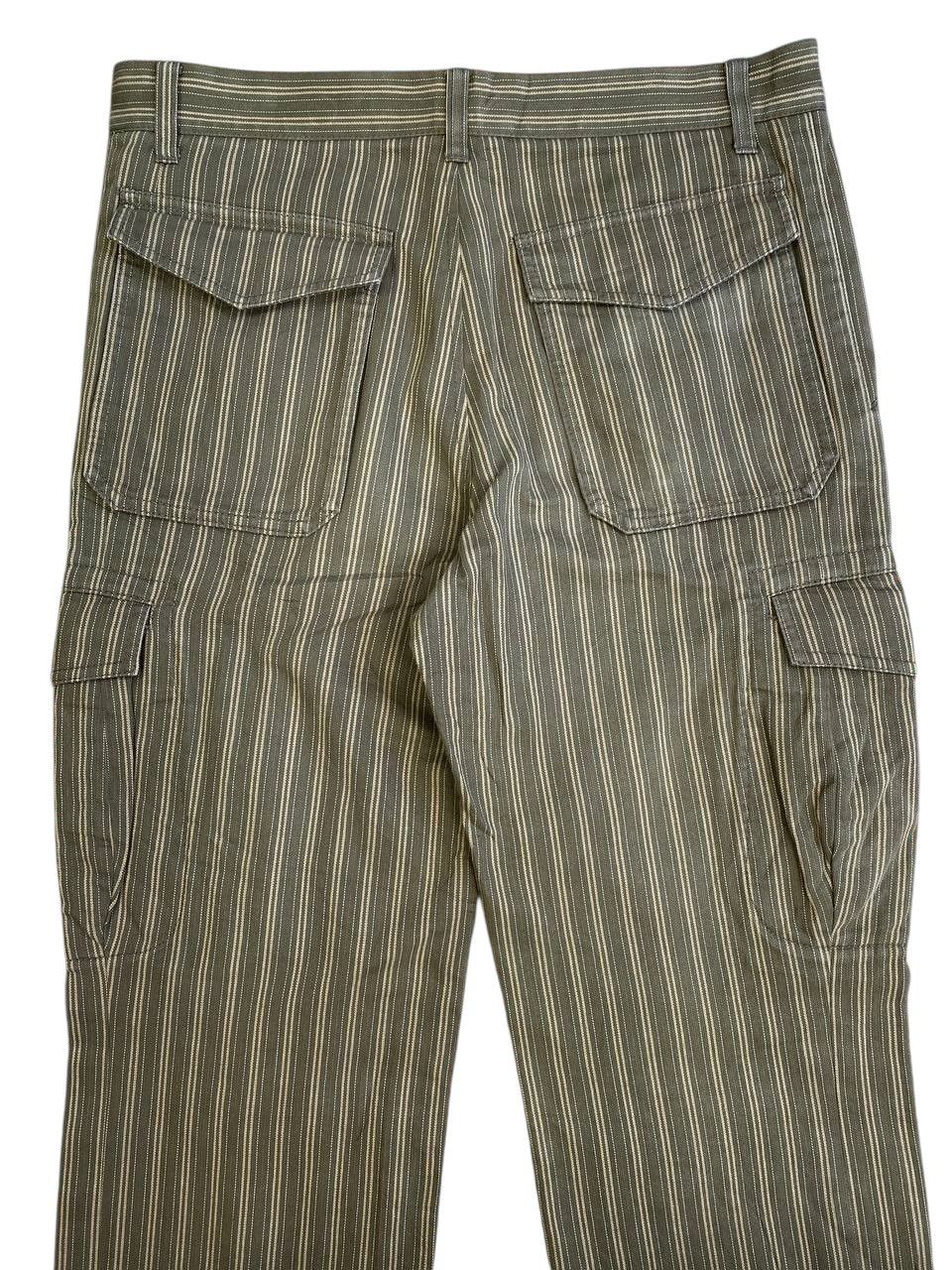 Yohji Yamamoto 90's AAR by Yohji Design Studio Green Pinstripe Cargo Pants Size US 30 / EU 46 - 5 Thumbnail
