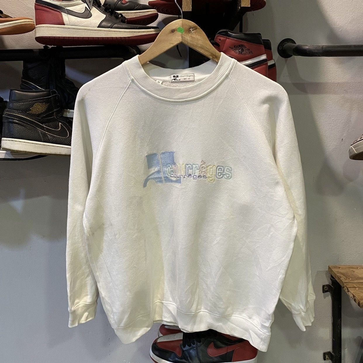Courreges Vintage Courreges Spell Out Embroidered Sweatshirt Baby Blue Size US M / EU 48-50 / 2 - 1 Thumbnail
