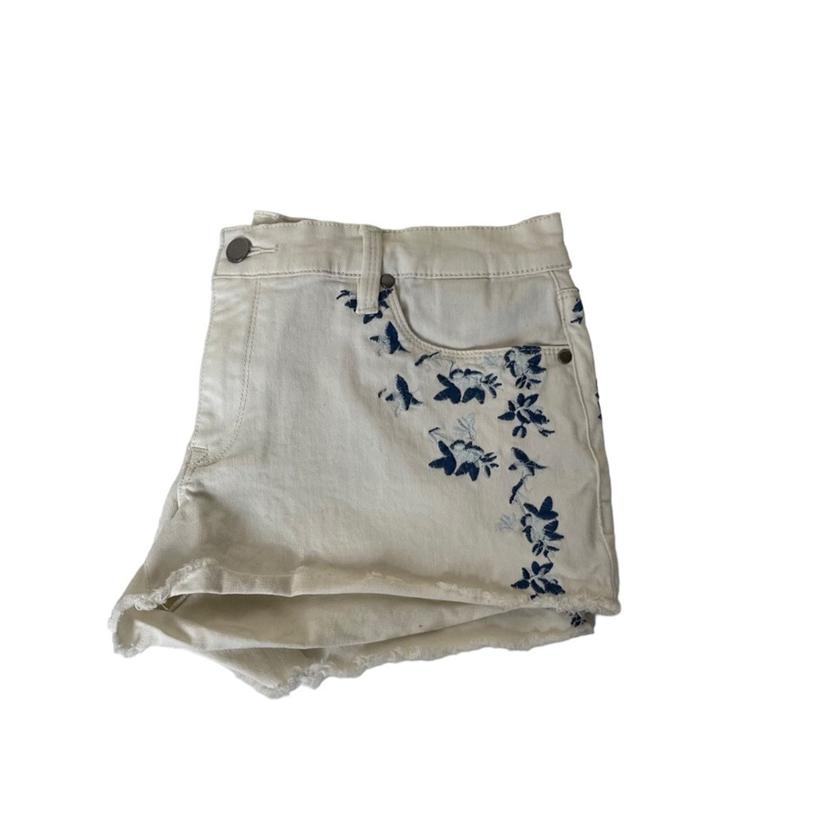 Genetic Denim Genetic Denim The Ivy Embroidered Denim Shorts Ivory Size 30 Size 30" / US 8 / IT 44 - 2 Thumbnail