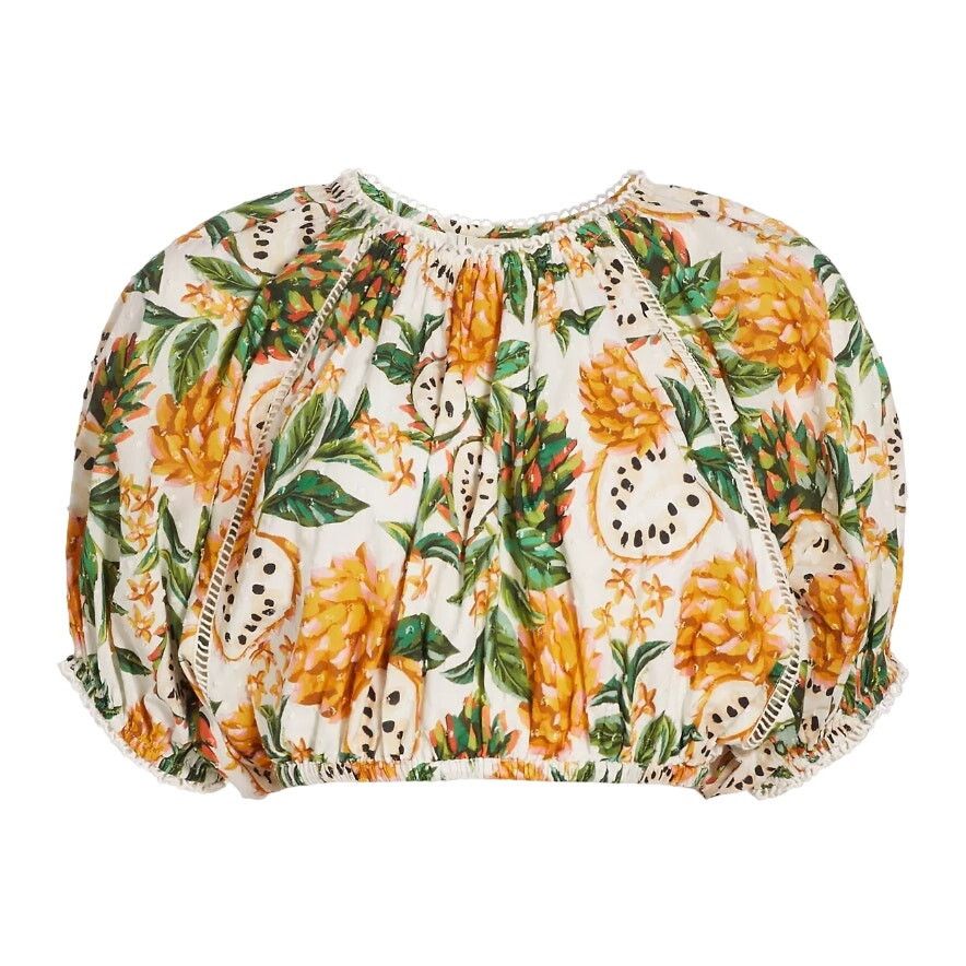Farm Rio Farm Rio Biriba Fruit Puff-Sleeve Crop Top Off White, Size S Size S / US 4 / IT 40 - 3 Thumbnail