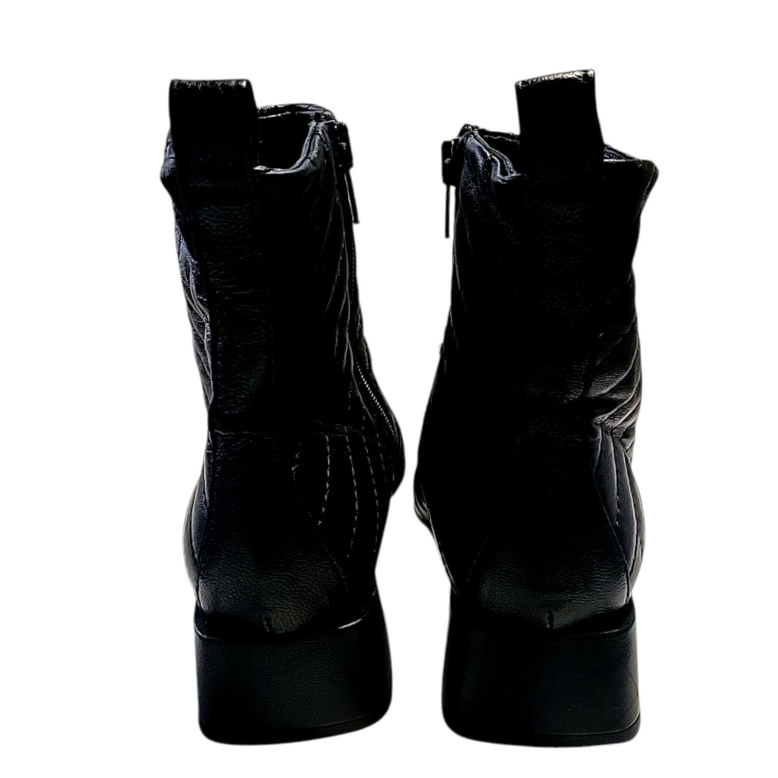 NAMESAKE NAPOLEONI QUILTED BLACK Leather Block Heel Zipped Women Boot Size US 8 / IT 38 - 5 Thumbnail