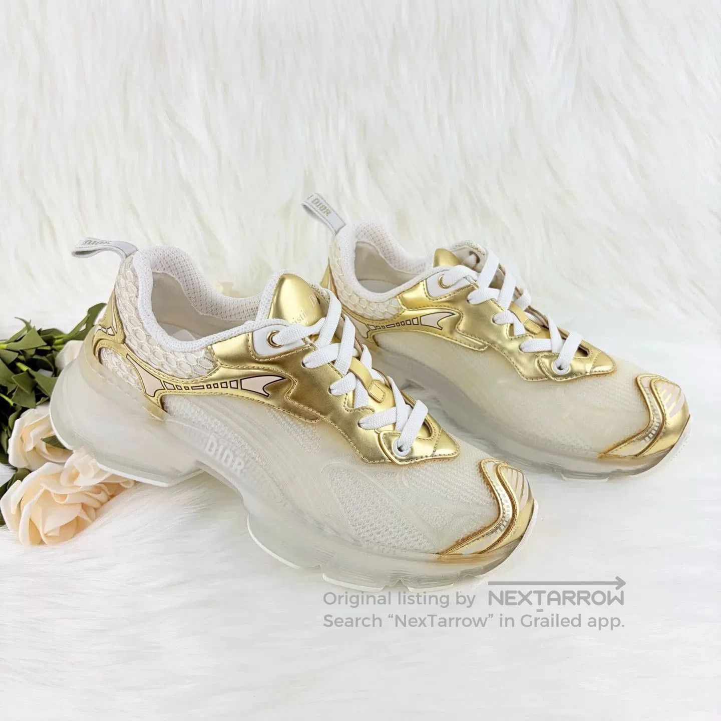 Dior Dior Vibe White Gold Monogram Sneakers. Size US 5 / IT 35 - 5 Thumbnail