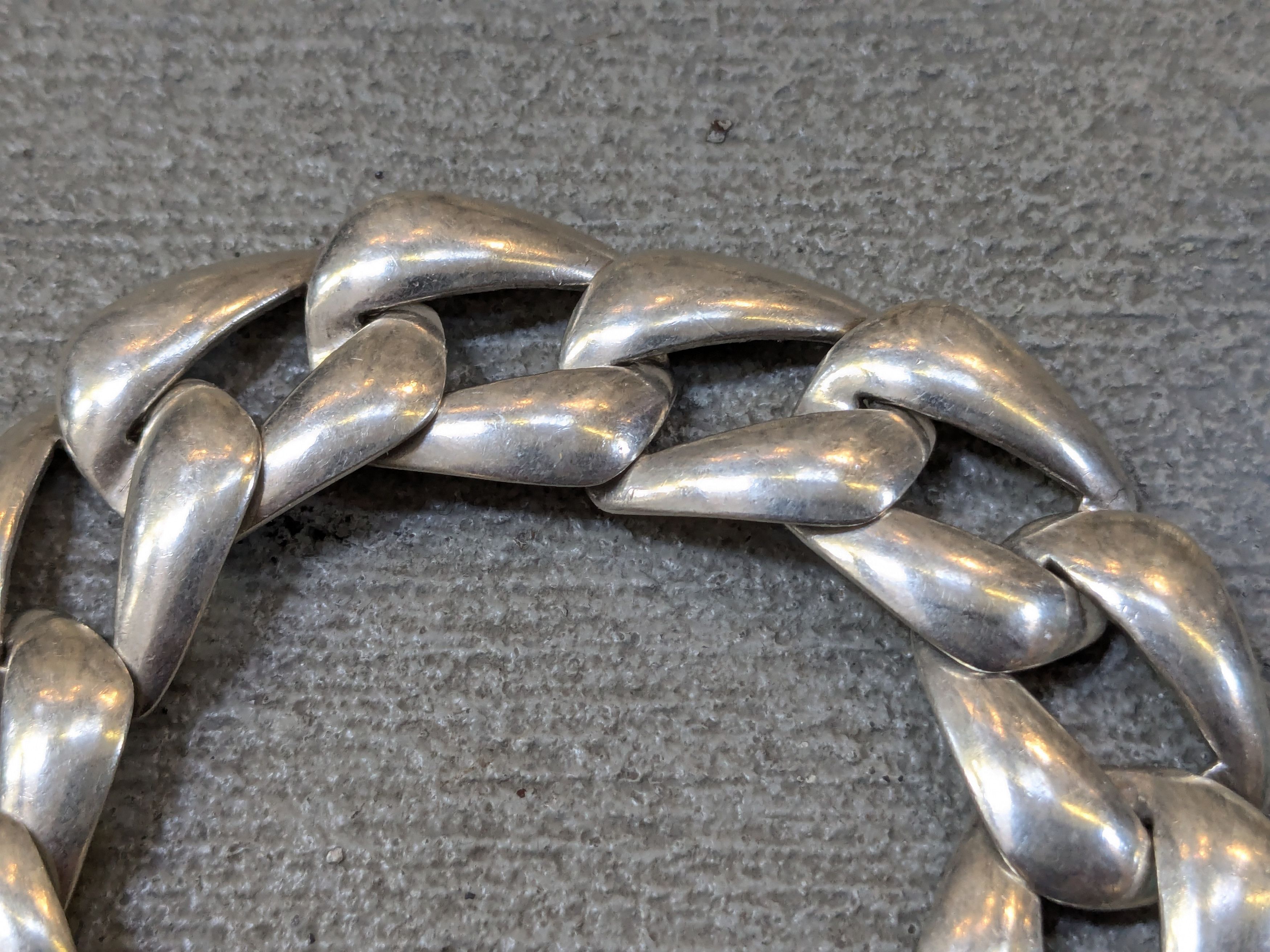 Jewelry Vintage Sterling Silver Bracelet Cuban Curb 8.25 Mexico Size ONE SIZE - 7 Thumbnail
