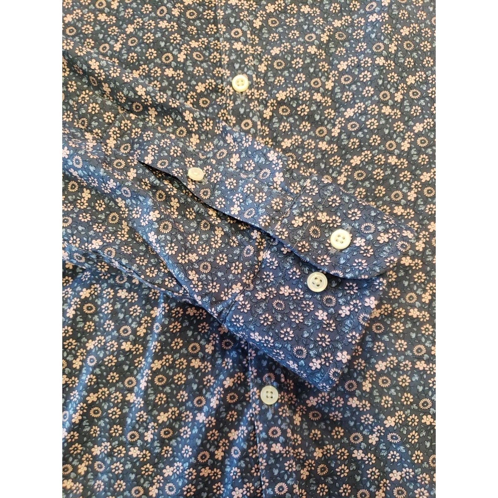 Egara Egara Slim Fit Dress Shirt Mens 17 34/35 Pink Indigo Floral Size US L / EU 52-54 / 3 - 9 Thumbnail