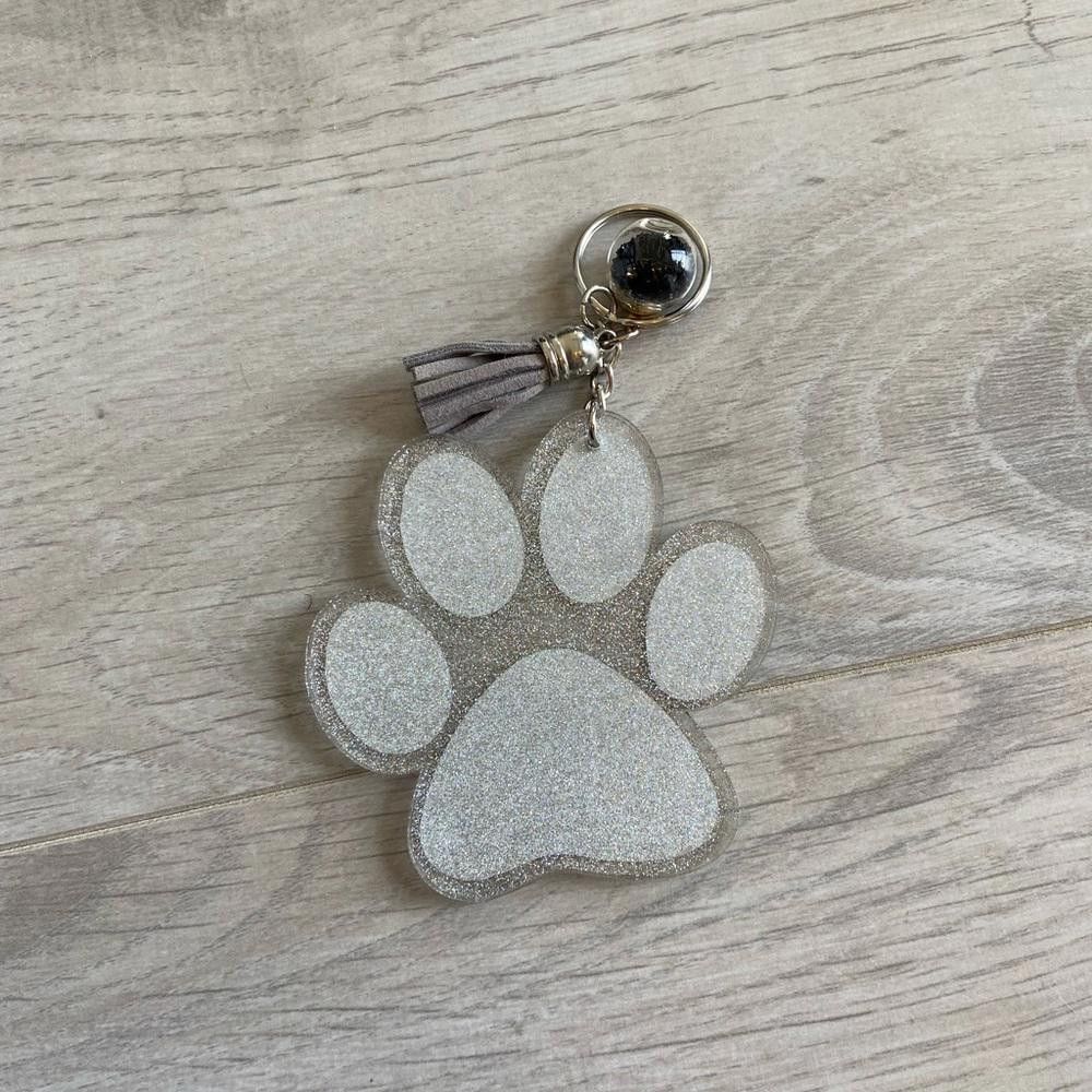 Designer White and Black Plaid Paw Print Keychain Size ONE SIZE - 2 Thumbnail