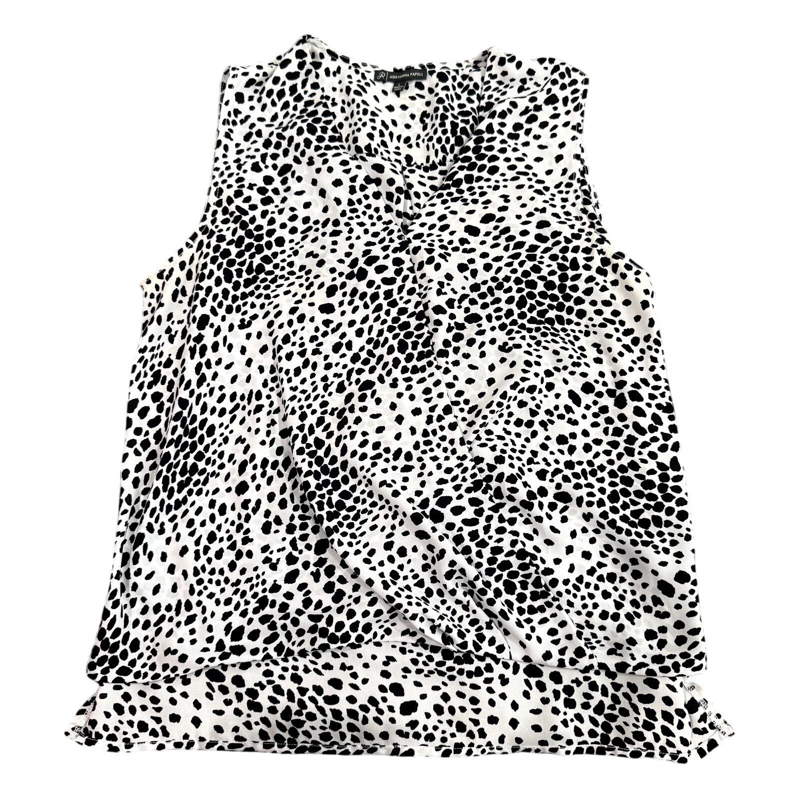 Adrianna Papell Adrianna Papell Spotted V-Neck Sleeveless Blouse, Size L Size L / US 10 / IT 46 - 1 Thumbnail