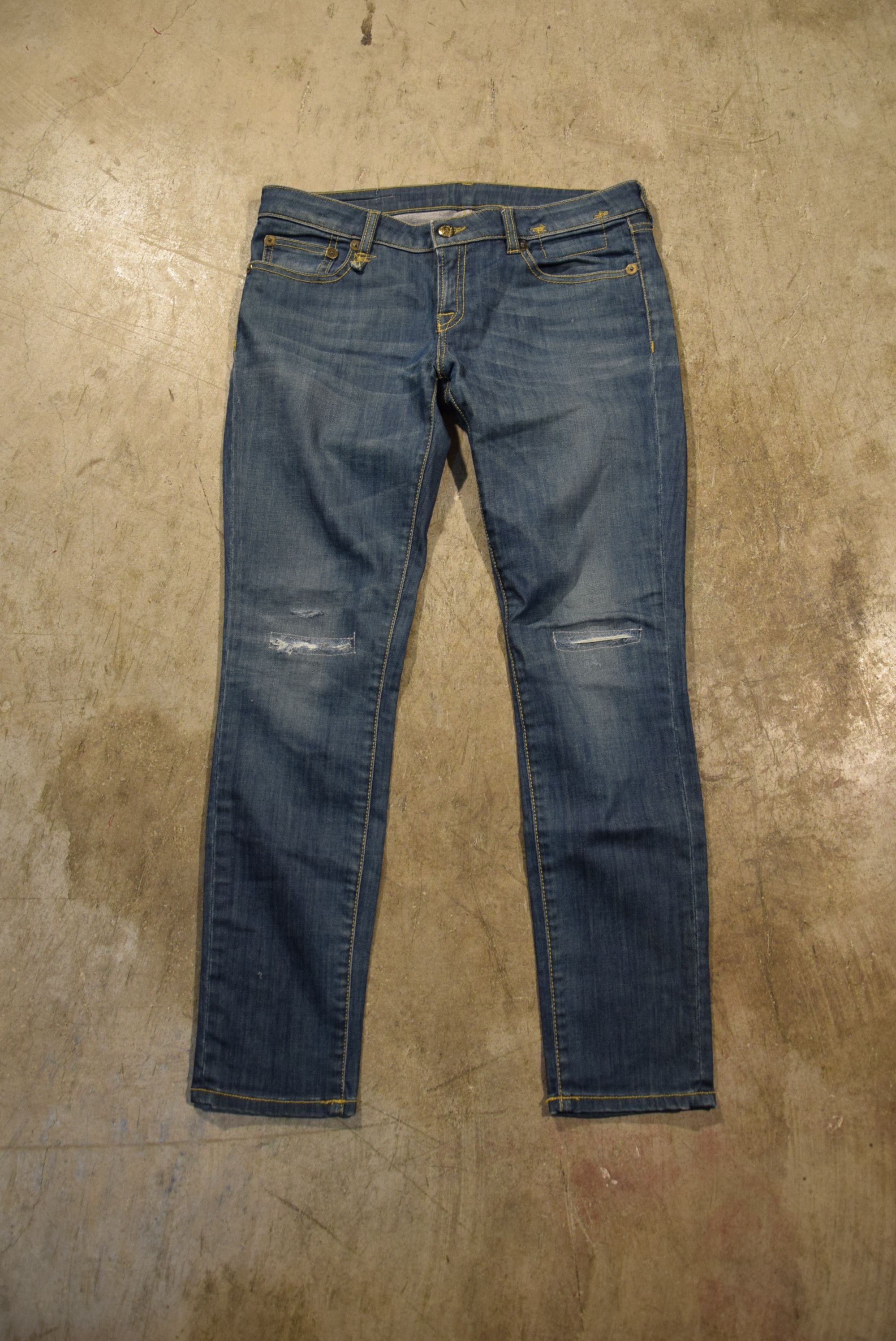 image of R13 Low Skinny Jeans in Blue, Women's (Size 27)