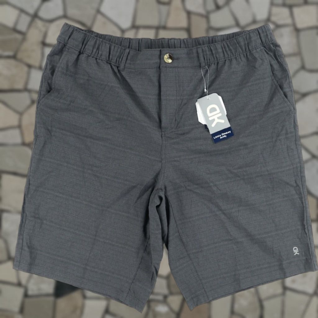 Vintage Little Donkey Andy High Stretch Drytech Polyester Woven Chino Shorts Charcoal Striped Men's 2XL Size US 39 - 1 Thumbnail