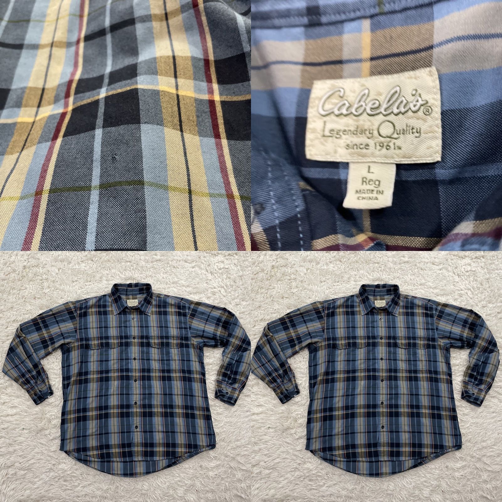 Vintage Cabela's Button-Up Shirt Men L Reg Blue Plaid Vintage90sY2k Outdoor Workwear Hole 50" Button-Up Casual Workwear Mens Size US L / EU 52-54 / 3 - 10 Thumbnail