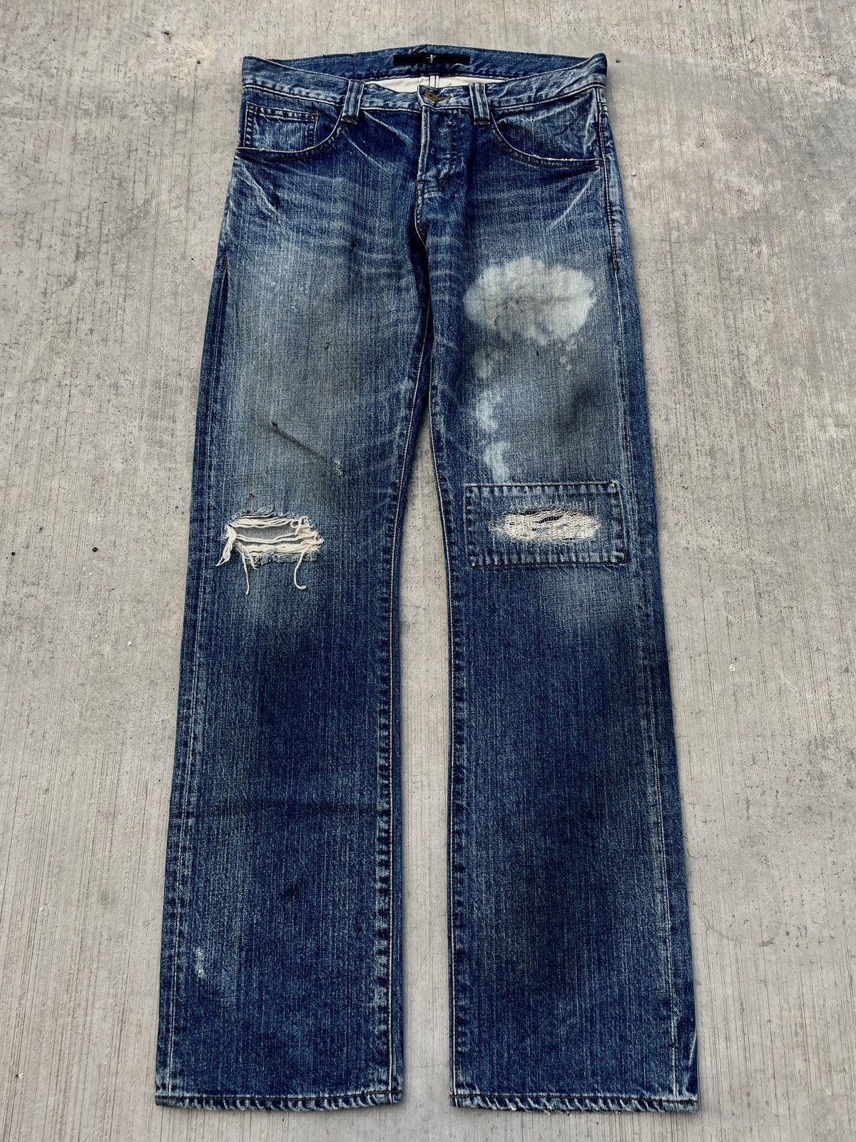 Japanese Brand 2000s JAPANESE BRAND NO ID DISTRESSED RIPPED Size US 31 - 1 Thumbnail