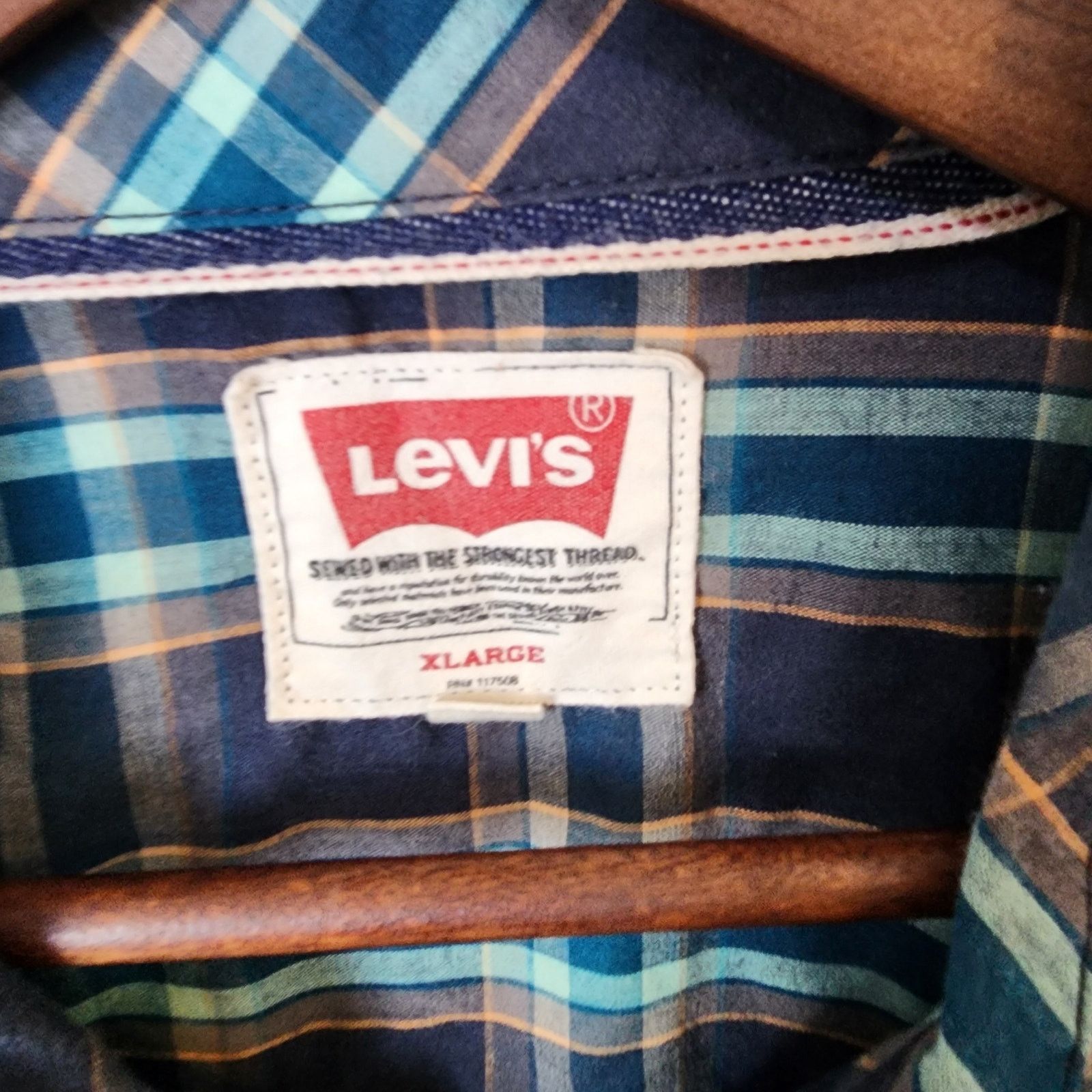 Levi's Levi's XL Men's Plaid Button-Up Blue Black Western Size US XL / EU 56 / 4 - 2 Thumbnail