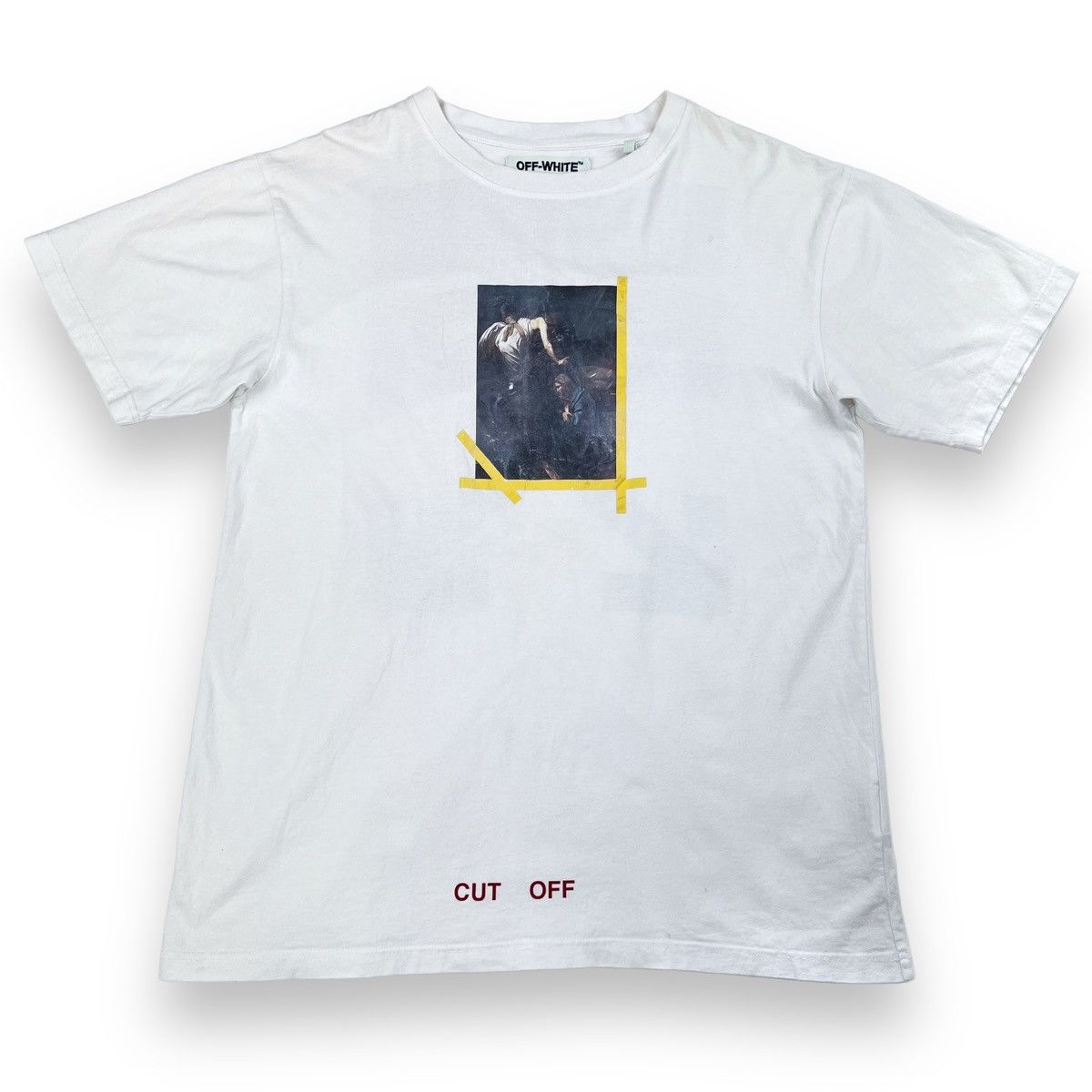 Off-White Off-White Yellow Caravaggio White T Shirt Size US XL / EU 56 / 4 - 2 Thumbnail