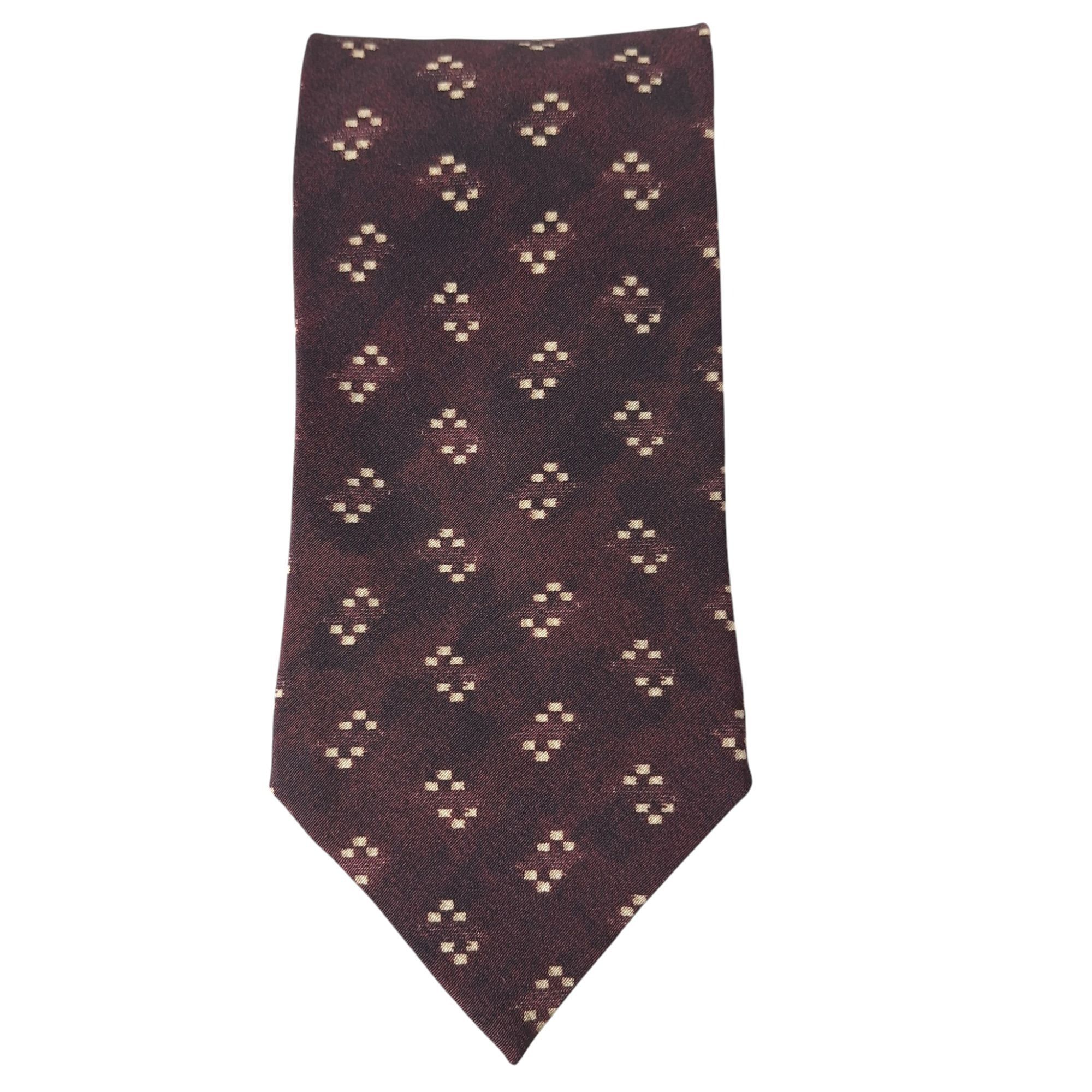 Hugo Boss Hugo Boss Silk Tie Burgundy Tan Diamond Geometric Pattern Ma Size ONE SIZE - 4 Thumbnail