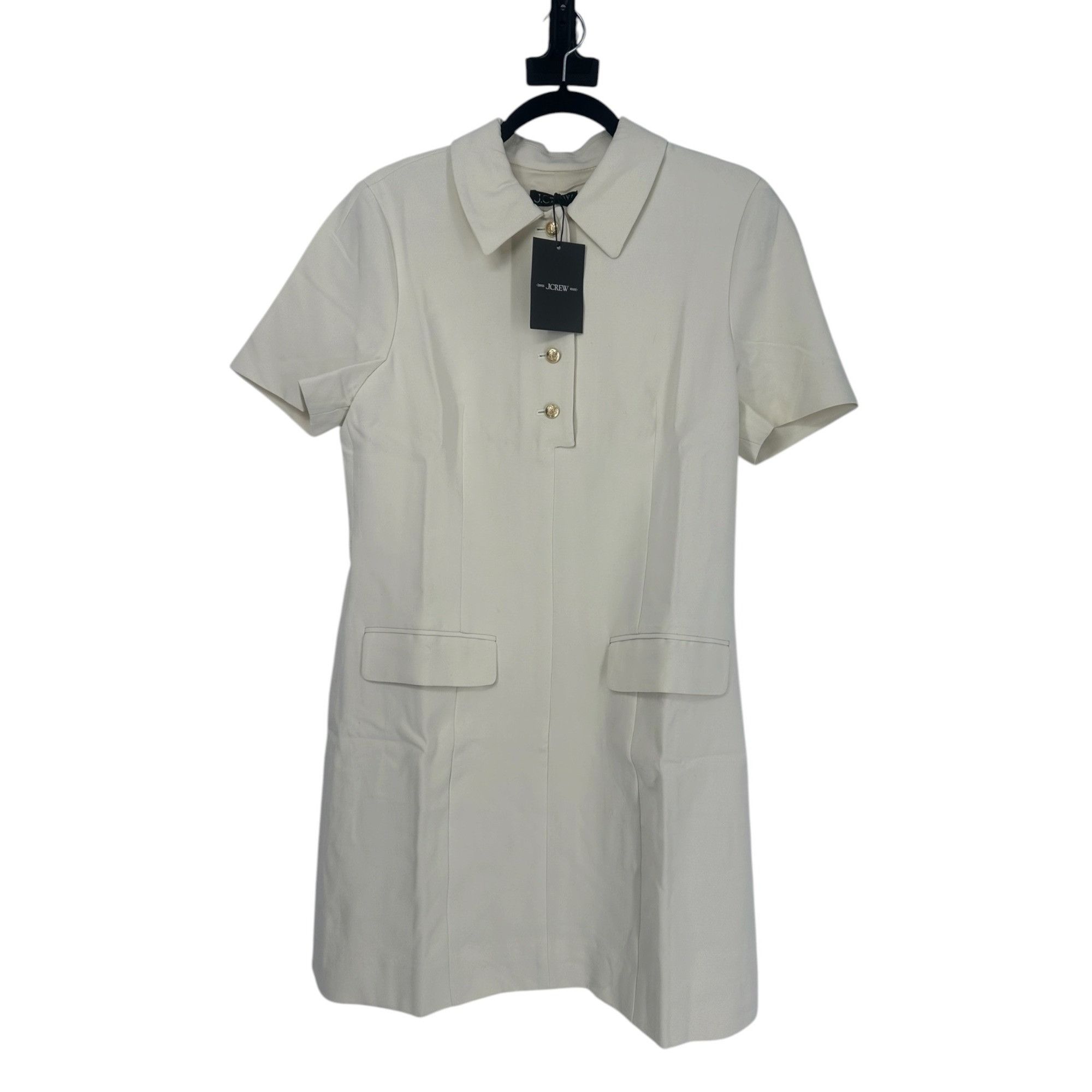 J.Crew J.Crew Classic Mod Tailored Mini Shirtdress 12 Ivory Gold Bu Size XL / US 12-14 / IT 48-50 - 1 Thumbnail
