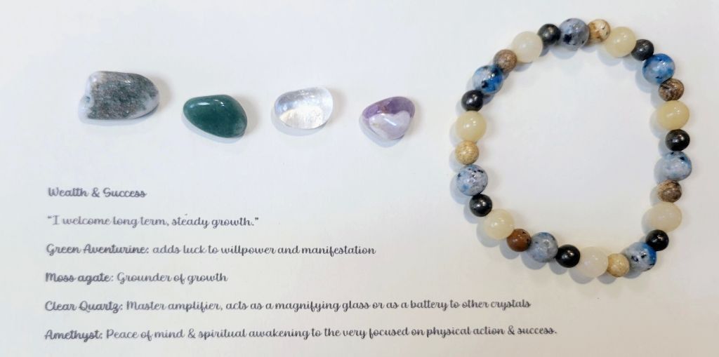 Handmade Gemstone Beaded Bracelet Intent Bundle With Crystals & Card Size ONE SIZE - 1 Thumbnail
