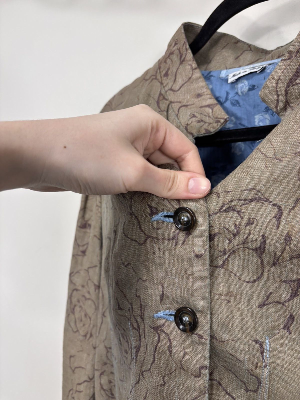 120% Lino 120% Lino Women’s Abstract Floral Brown Linen Blazer Jacket Size S / US 4 / IT 40 - 6 Thumbnail
