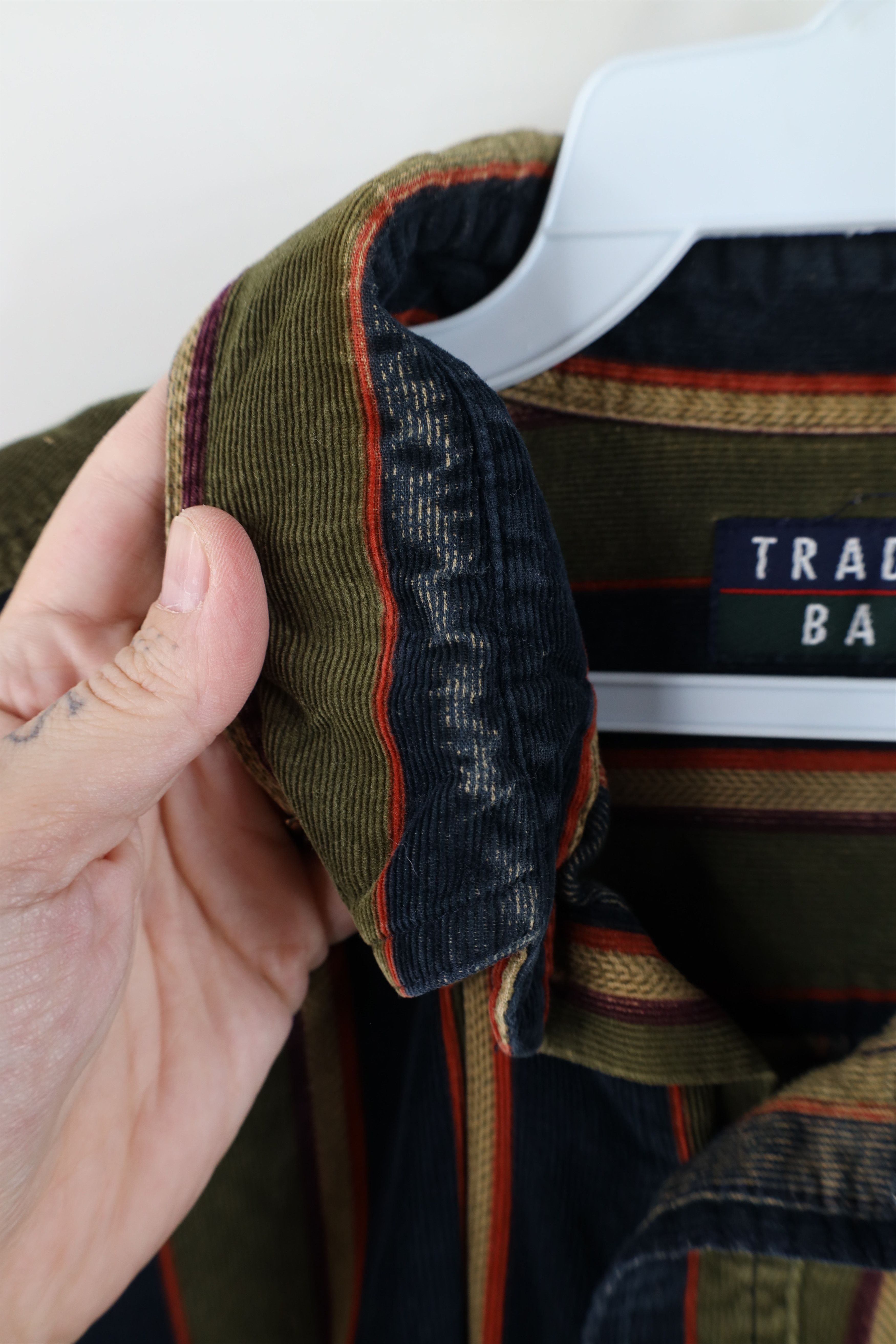Vintage Vintage 90s Streetwear Striped Corduroy Button Down Shirt Size US L / EU 52-54 / 3 - 7 Thumbnail