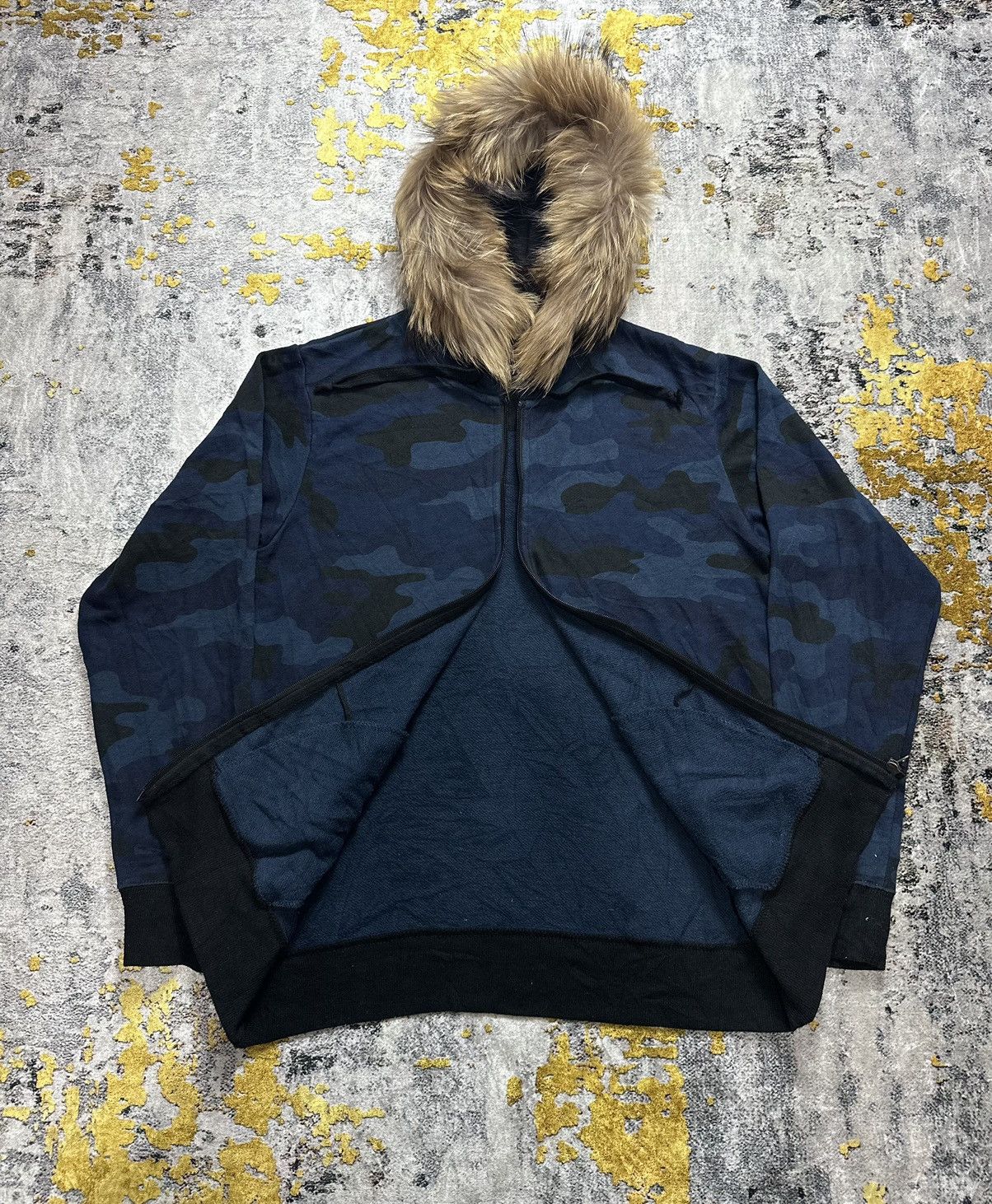 NAVY BLUE CAMO FUR ZIPHOODIE IFSIXWASNINE LGB STYLE