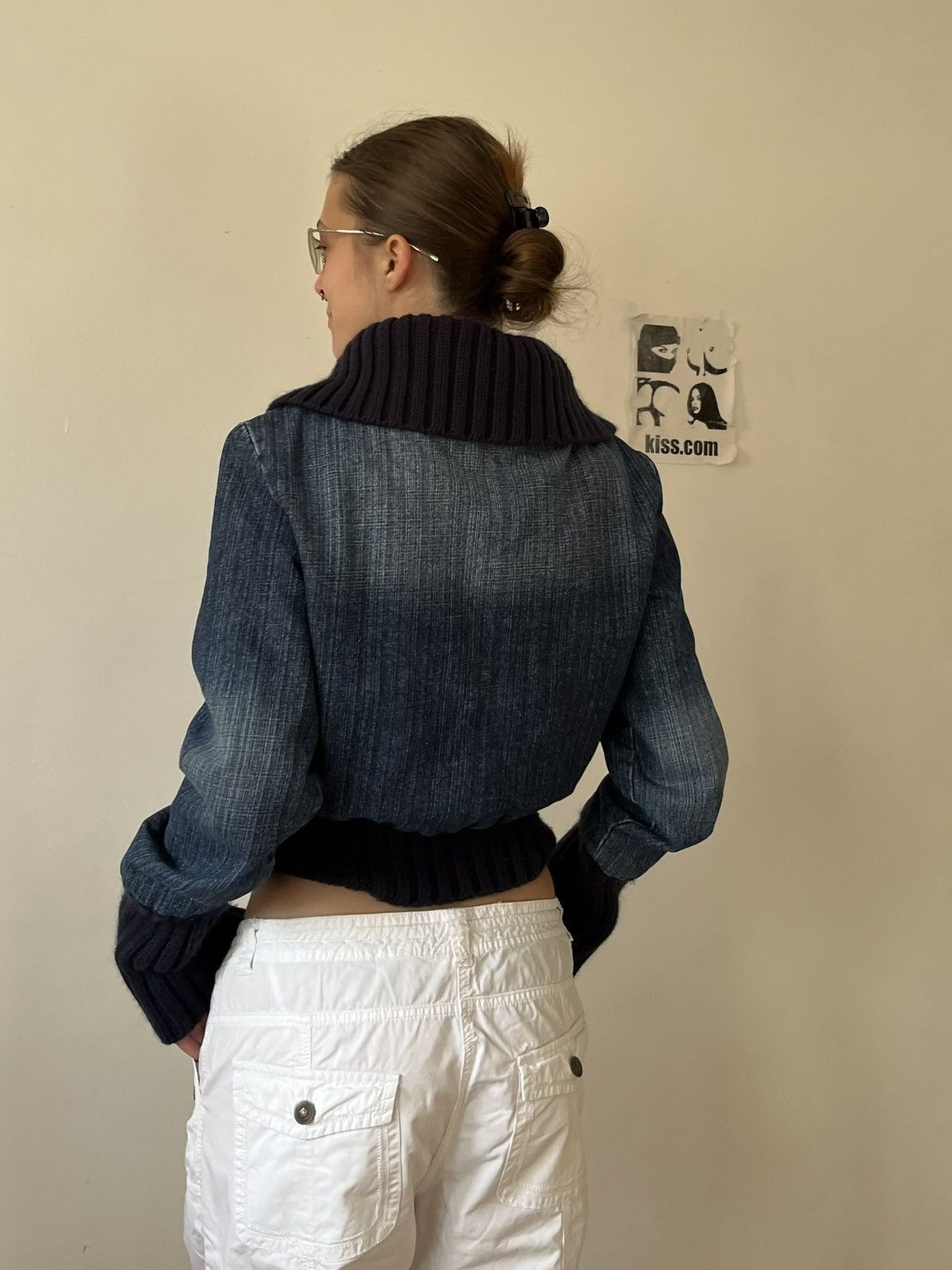 Vintage y2k Denim Bomber Jacket Size M / US 6-8 / IT 42-44 - 3 Thumbnail