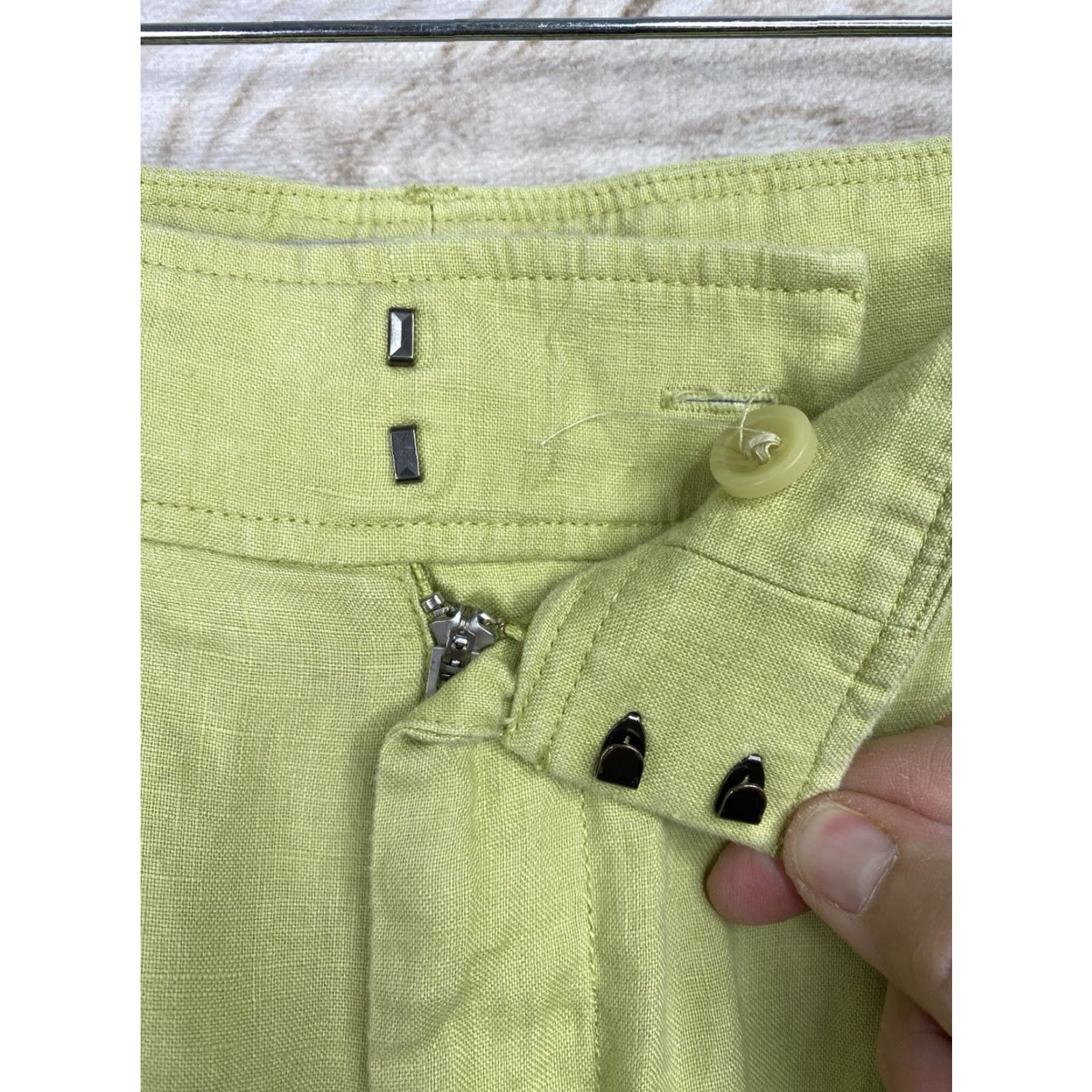 Everlane Everlane Green Linen Wide-Leg Pants Womens 12 Casual Beachy High Rise Pockets Paperbag Vintage? Size 34" / US 12 / IT 48 - 5 Thumbnail