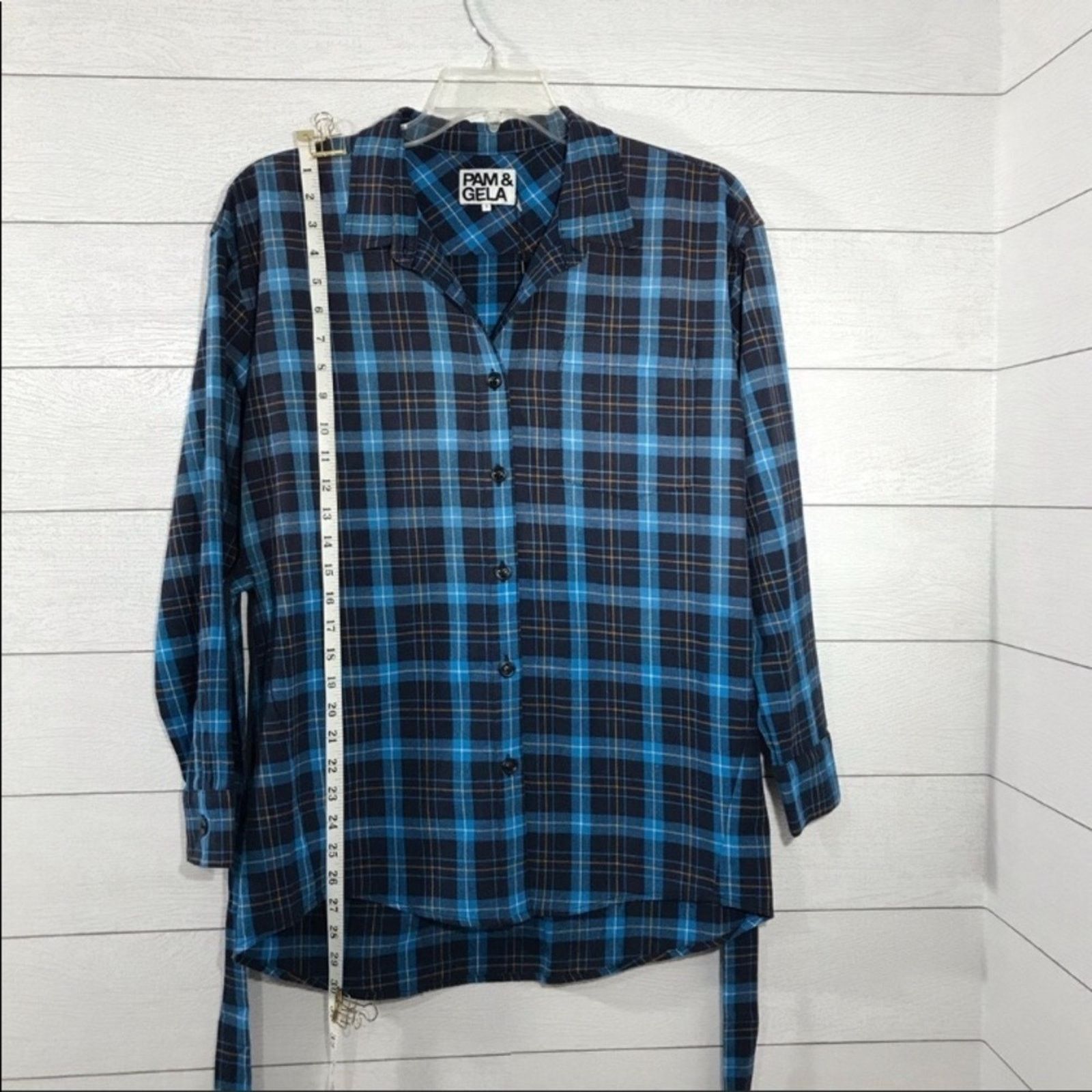 Pam & Gela PAM & GELA Blue and Black Plaid Long Sleeve Shirt Size Small Size S / US 4 / IT 40 - 5 Thumbnail