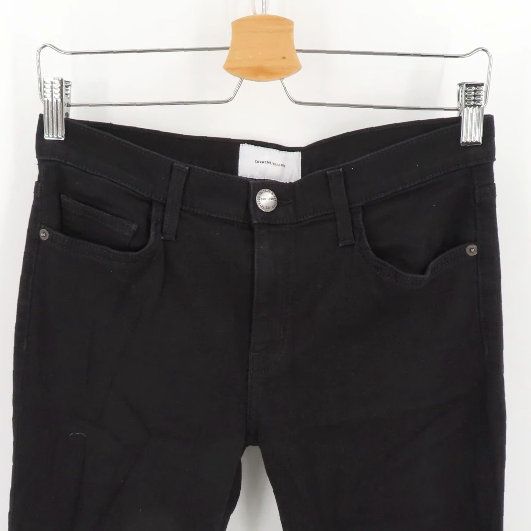 Vintage Current/Elliott Womens Jeans The Ankle Skinny Jet Black Denim 5-Pocket Pockets Stretch Size 30 Regular Womens Size 30" / US 8 / IT 44 - 2 Thumbnail