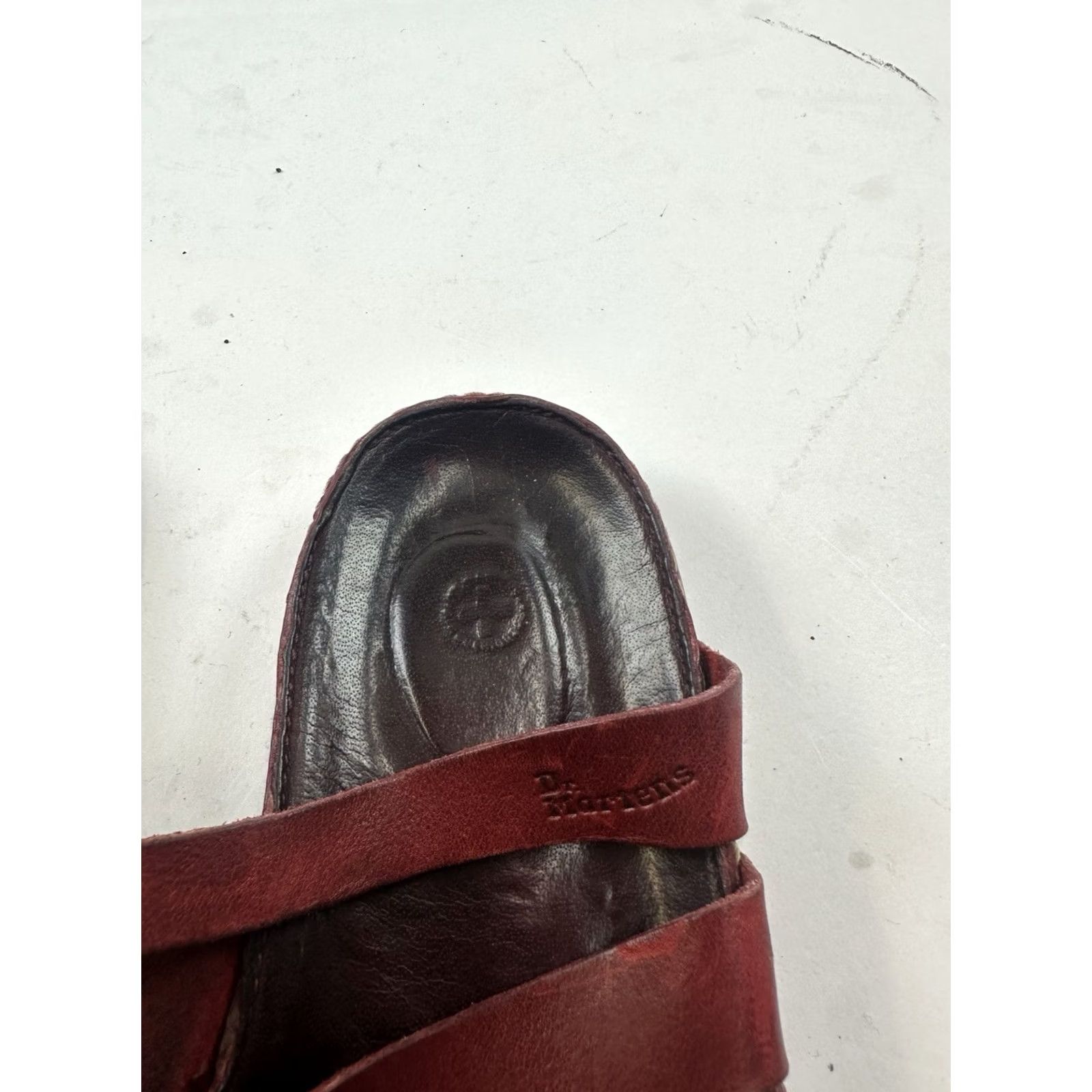 Dr. Martens VINTAGE Dr. Martens Sandals Womens Red Leather Open Toe Mules Slip On Strappy Cushioned AirWair 90s Womens Size US 5 / IT 35 - 2 Thumbnail