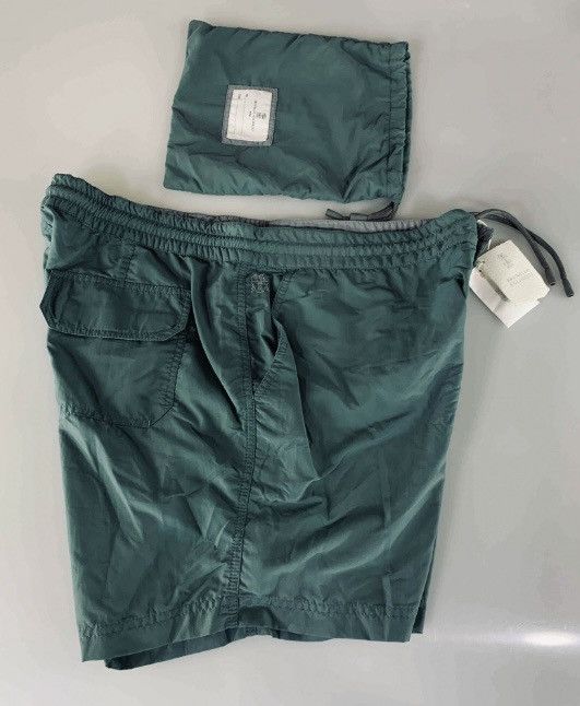 Brunello Cucinelli Brunello Cucinelli 🇮🇹 Dark Emerald Resort Swim Shorts XL NWT Size US 38 / EU 54 - 8 Thumbnail