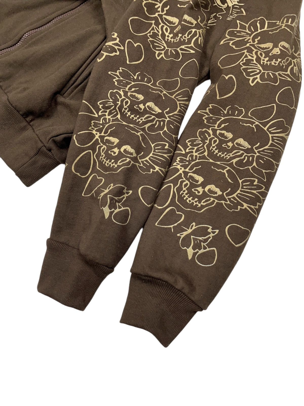 Christian Audigier × Ed Hardy × Vintage Vintage y2k Ed Hardy Brown Zip Hoodie with Rhinestones Size S / US 4 / IT 40 - 6 Thumbnail