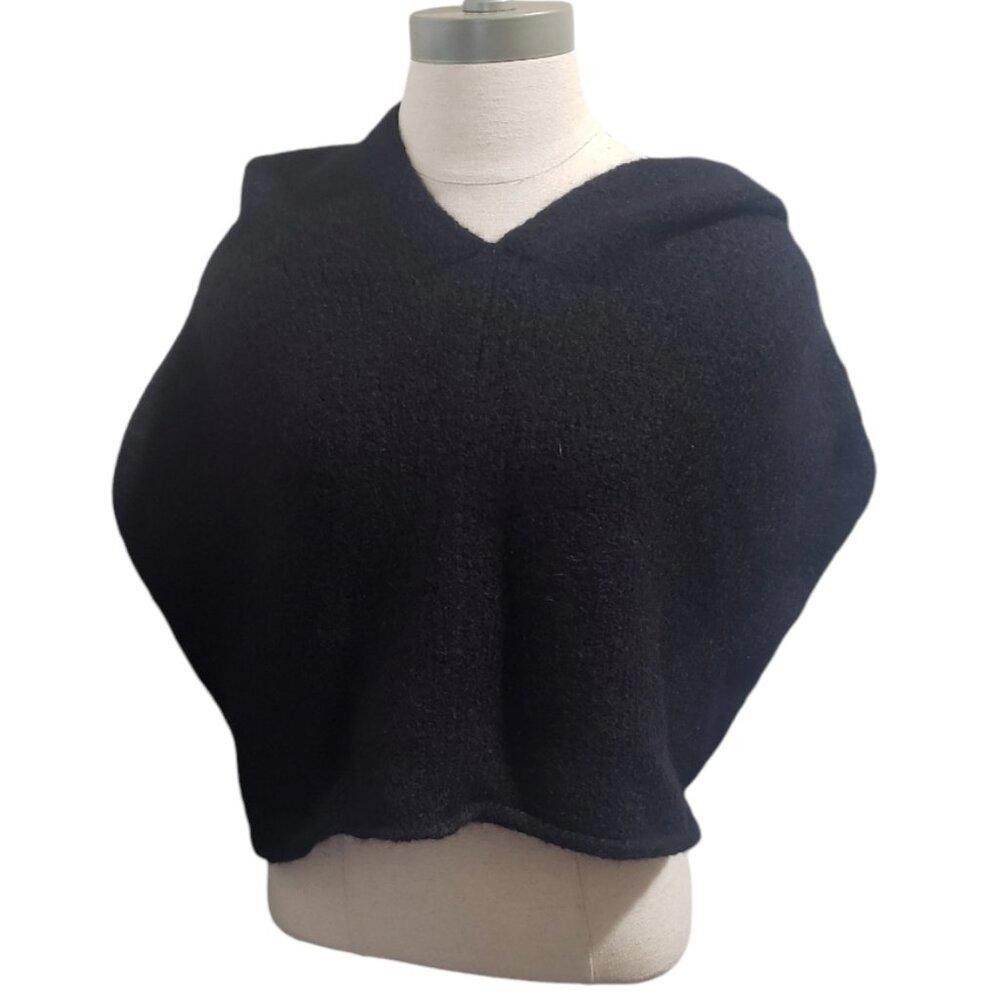 Designer CT1967 Black Hooded Alpaca Hooded Shrug L/XL Size L / US 10 / IT 46 - 1 Thumbnail