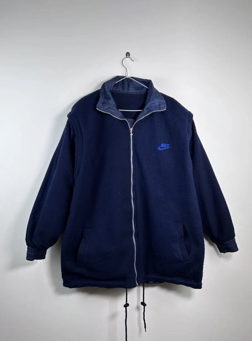 Vintage Nike Fleece Reversible Swoosh Down Puffer Jacket XL