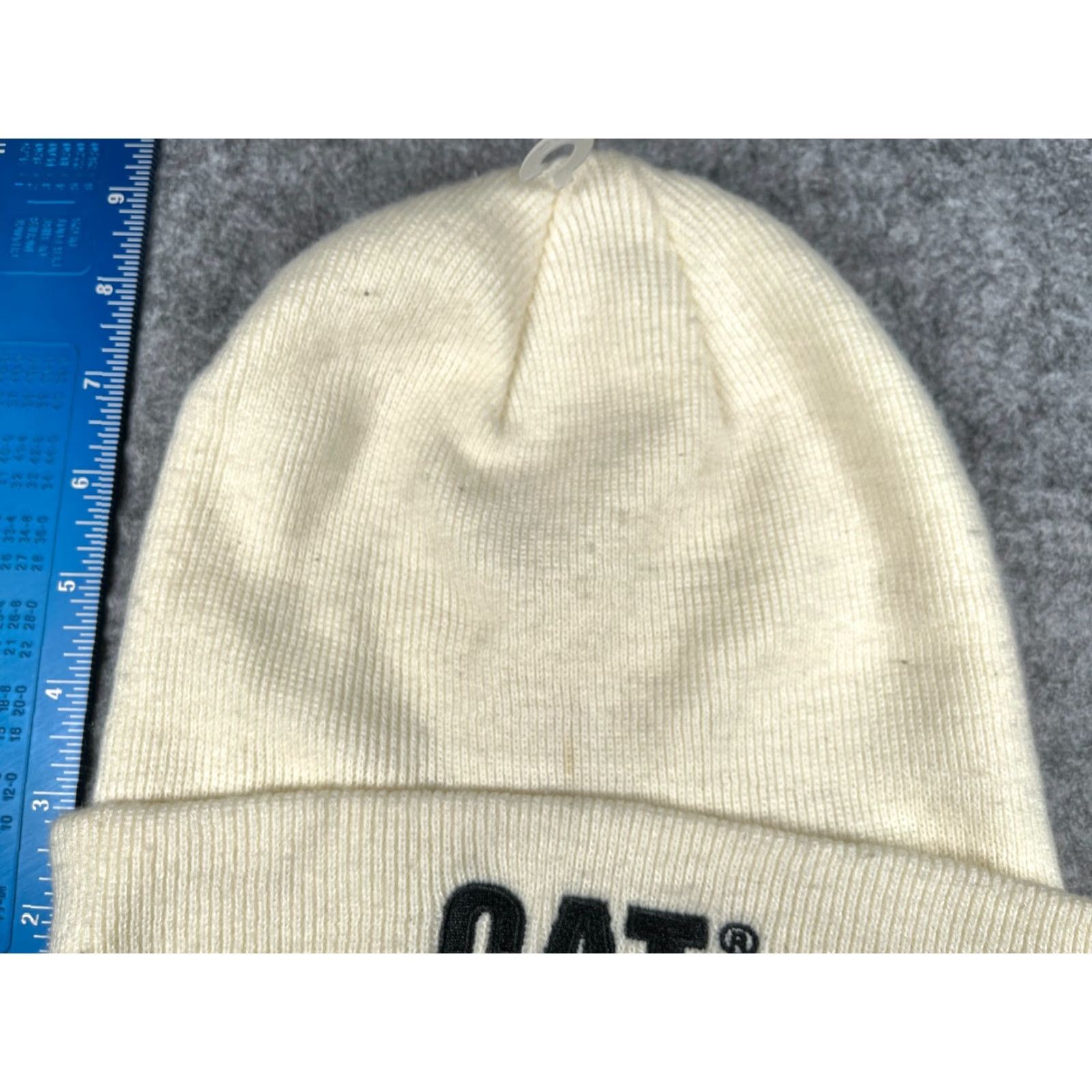 Vintage CAT Beanie Toque Adult One Size White Knit Acrylic Logo Construction Equipment Size ONE SIZE - 3 Thumbnail