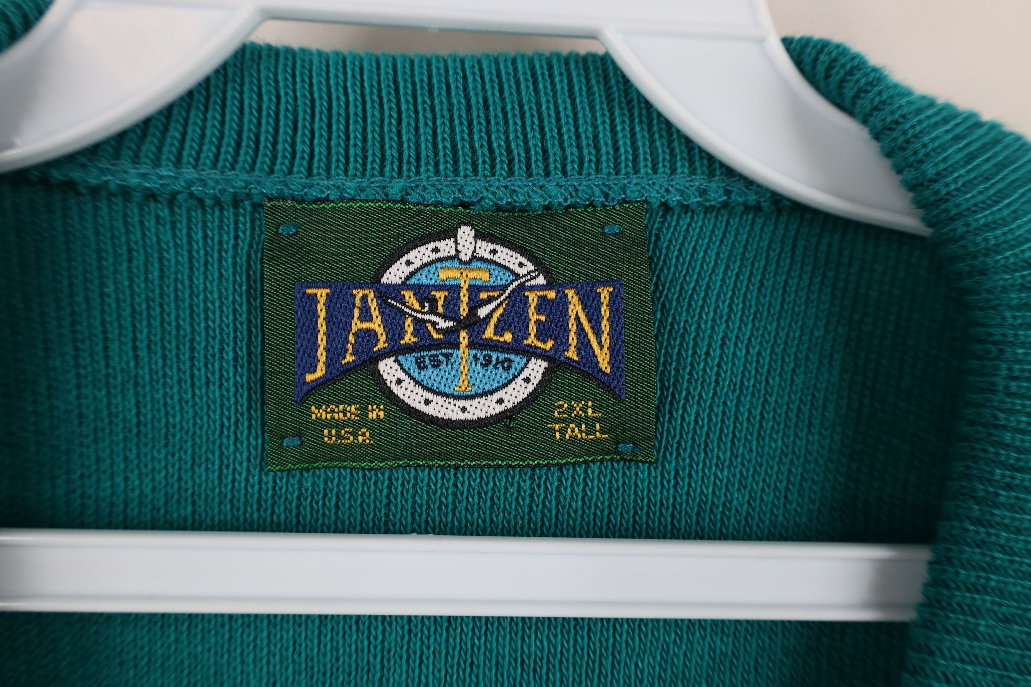 Vintage Vintage 90s Streetwear Knit V-Neck Sweater Vest Teal USA Size US XXL / EU 58 / 5 - 6 Thumbnail