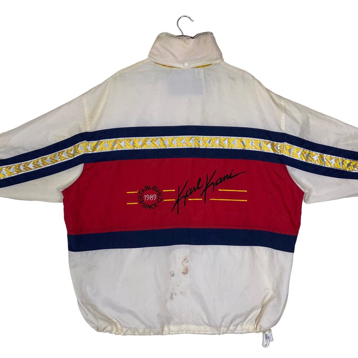 image of Vintage Karl Kani Sports Outerwear Full Zipper Light Hidden in White/Red, Men's (Size XL)