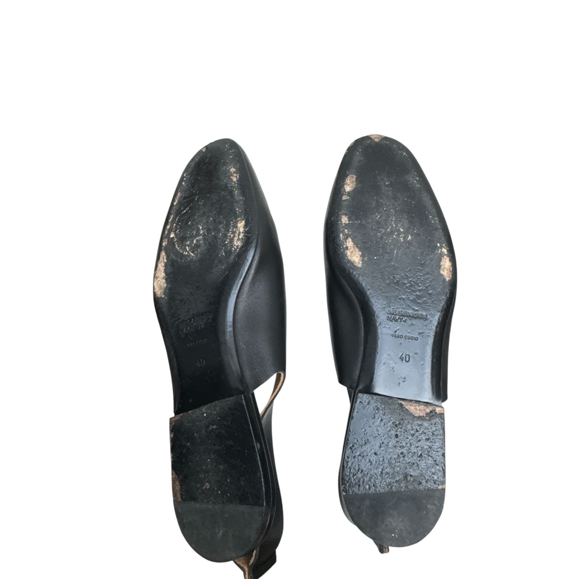 Jil Sander Black Leather Flat Shoes Size US 9 / IT 39 - 5 Thumbnail