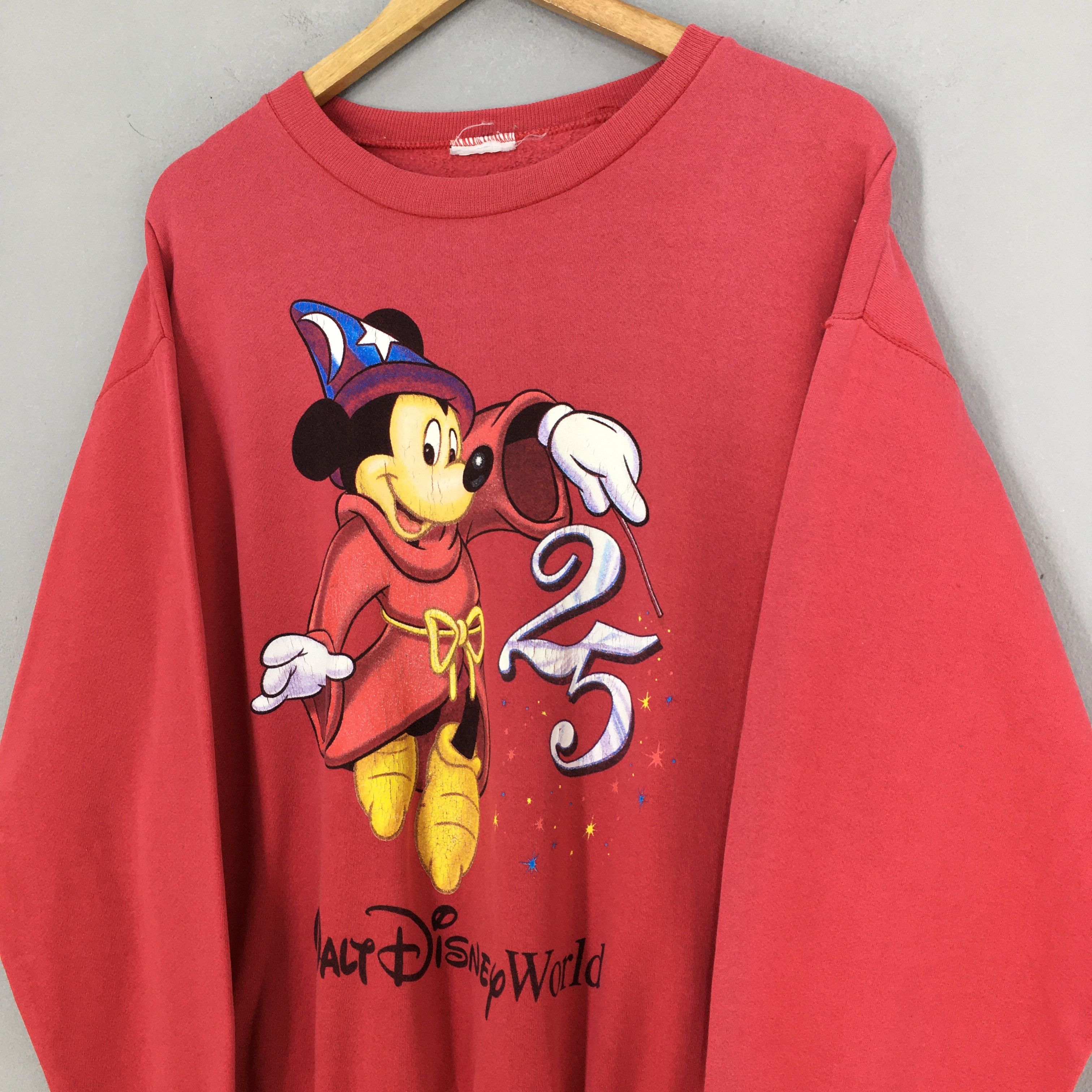 Disney × Mickey Mouse × Vintage Vintage Sorcerer Mickey Mouse Red Sweatshirt Large Size US L / EU 52-54 / 3 - 3 Thumbnail