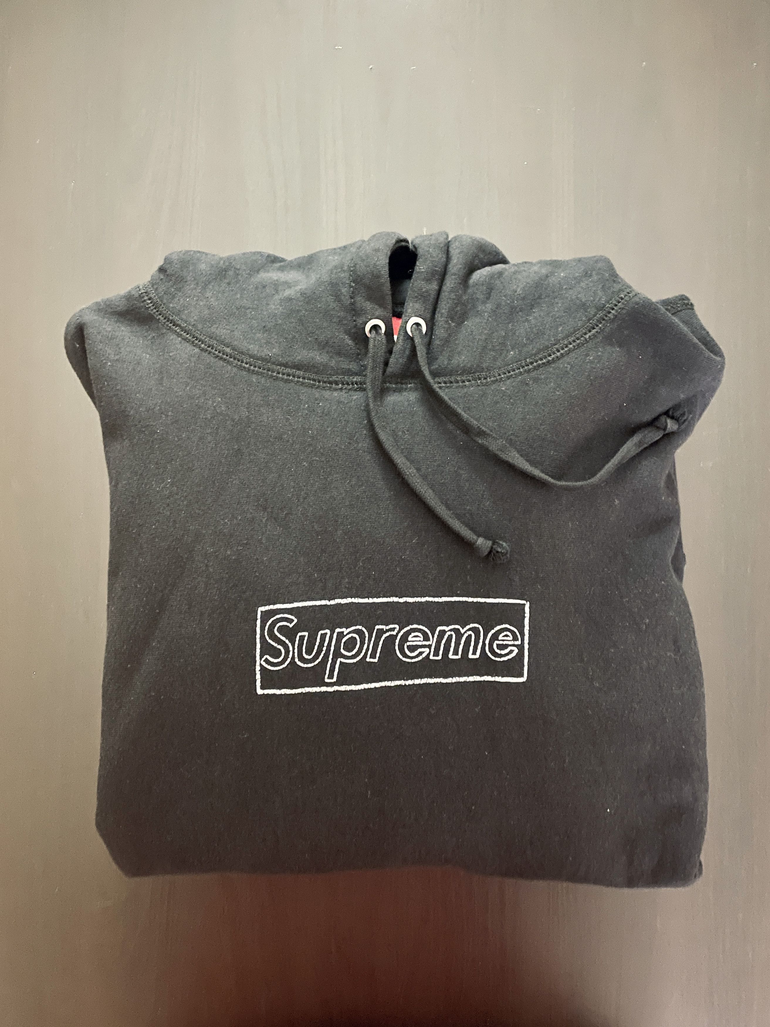 Supreme Red Cotton Knit Kaws Chalk Logo Hoodie Sweatshirt XL Supreme