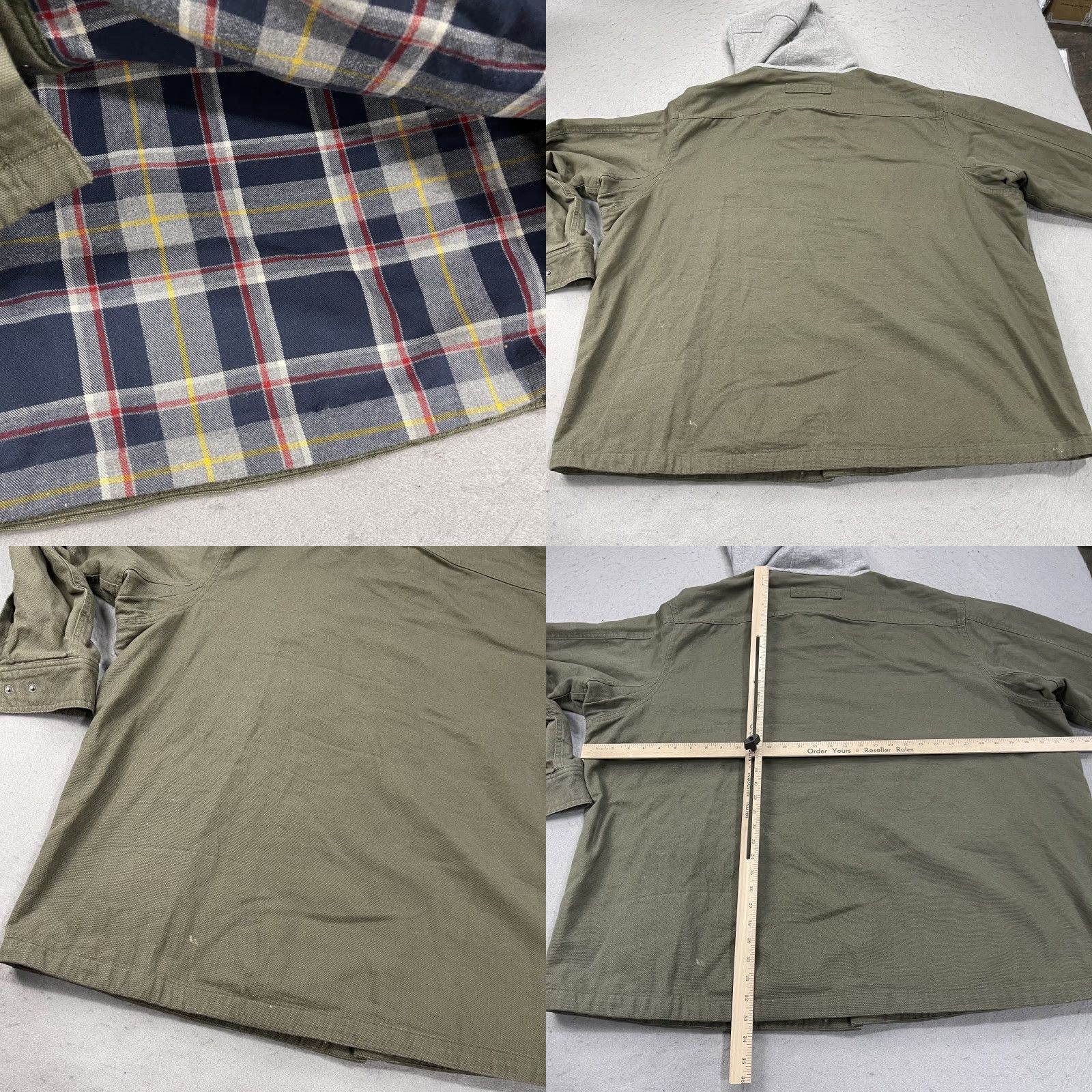 Vintage Duluth Jacket Mens 4XL Green Fire Hose Flannel Canvas Hooded Snap Shirt Size US XXL / EU 58 / 5 - 8 Thumbnail