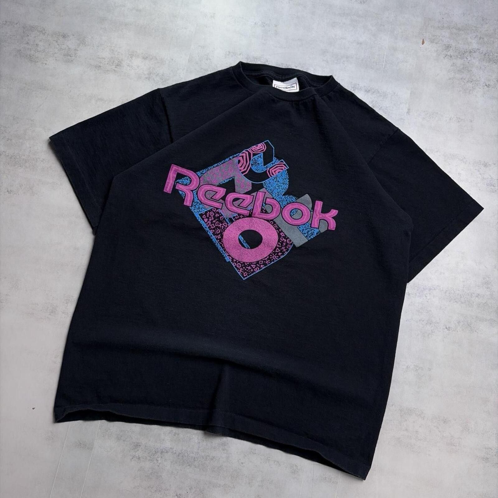 Reebok Vintage 90’s Black Reebok Aztec Logo Retro T-Shirt Size US L / EU 52-54 / 3 - 3 Thumbnail