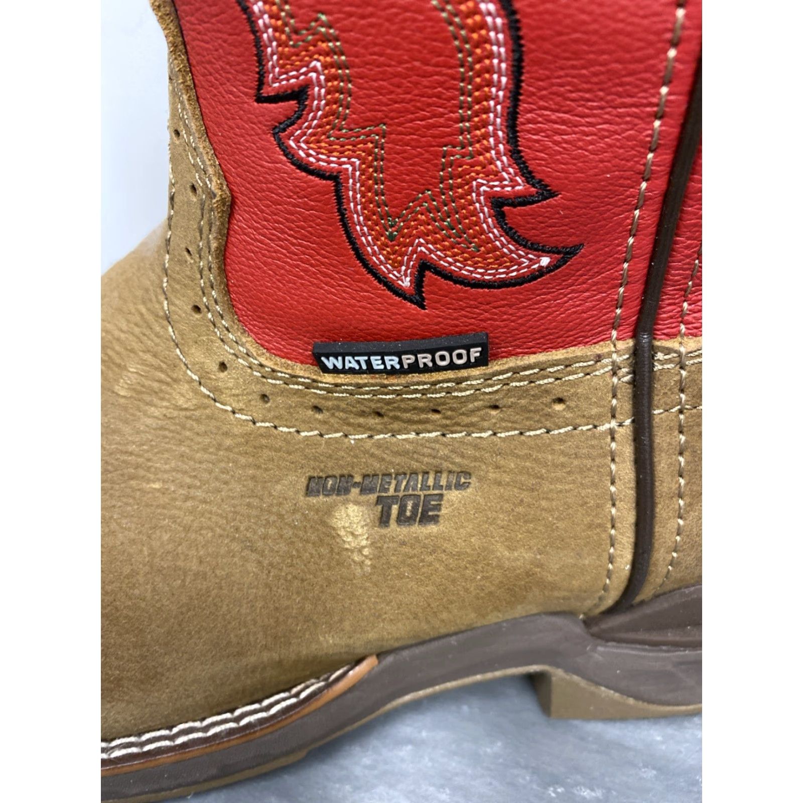 Doublet VINTAGE Double H Phantom Rider Work Boots Men’s 11 Wide Square Toe Leather Brown Red Embroidery Size US 11 / EU 44 - 7 Thumbnail