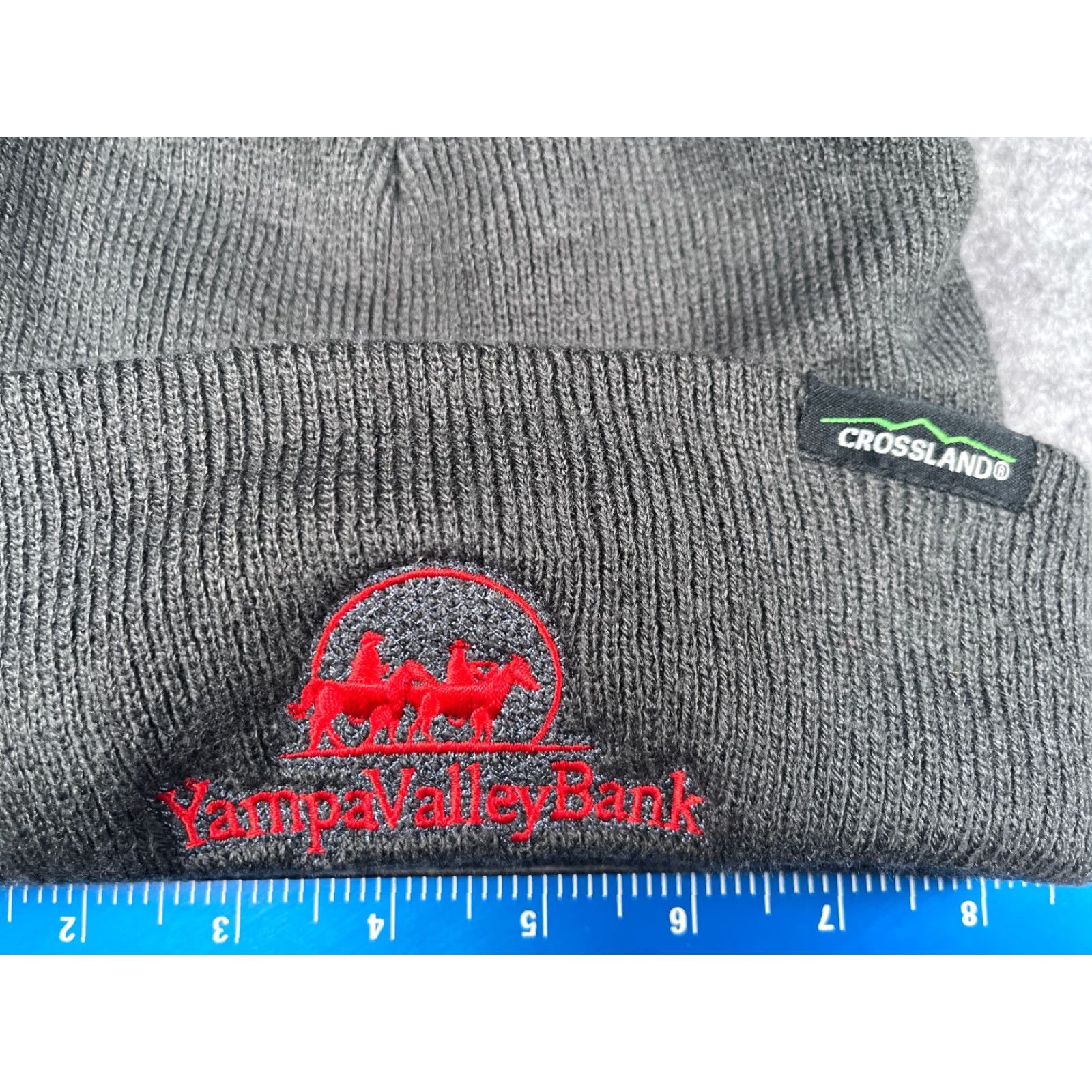 Vintage Crossland Yampa Valley Bank Beanie Toque Adult One Size Gray Knit Acrylic Embroidered Beanie Size ONE SIZE - 2 Thumbnail