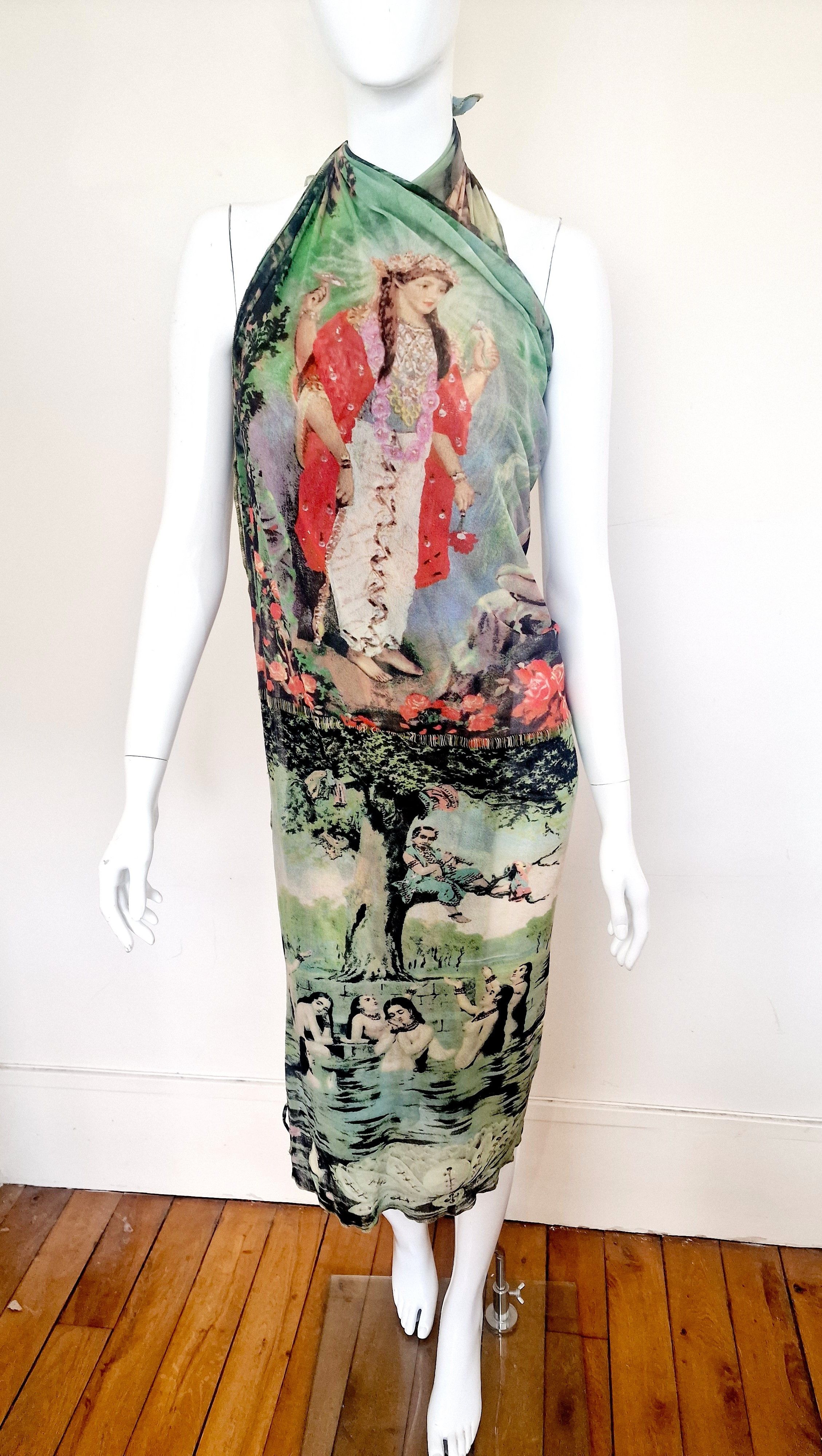 Jean Paul Gaultier Jean Paul Gaultier S/S 1998 Frida Kahlo Mesh Pareo Dress Size M / US 6-8 / IT 42-44 - 2 Thumbnail