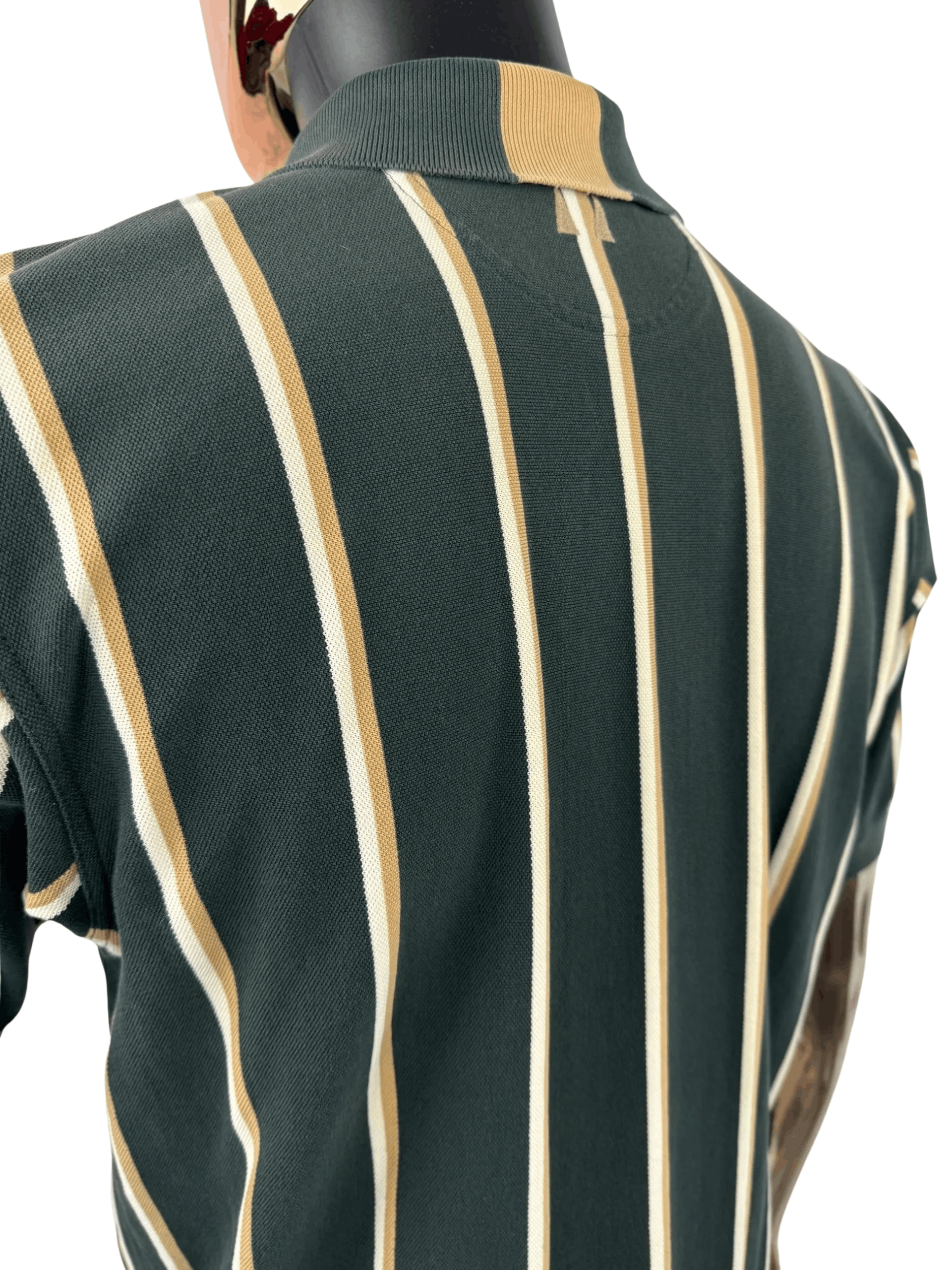 Greg Norman VTG Greg Norman Striped Polo Shirt Green White Tan Golf Polo Size US M / EU 48-50 / 2 - 6 Thumbnail