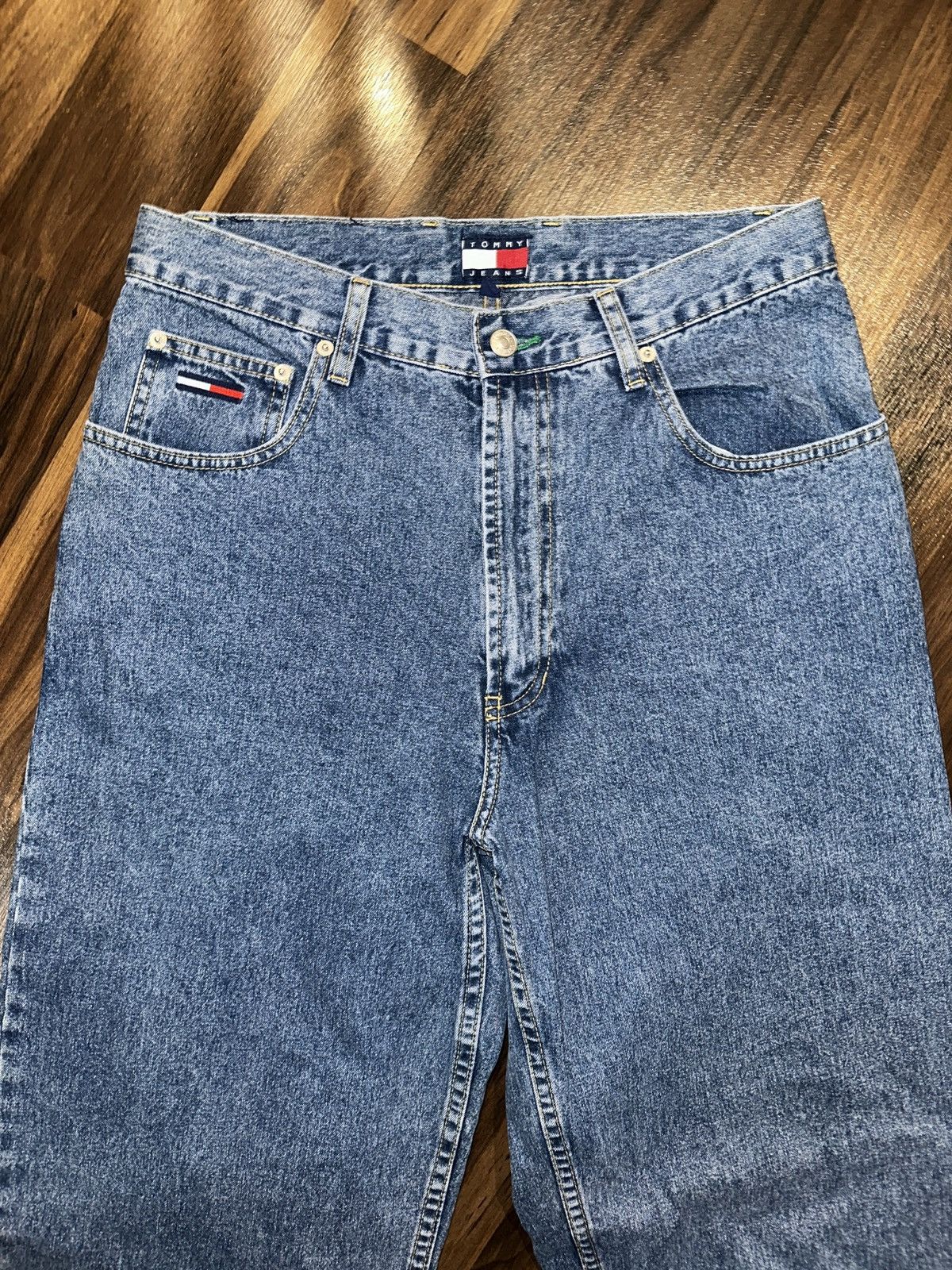 Tommy Hilfiger Vtg Y2K TOMMY HILFIGER Flag Patch Baggy Jeans 32W Size US 32 / EU 48 - 5 Thumbnail