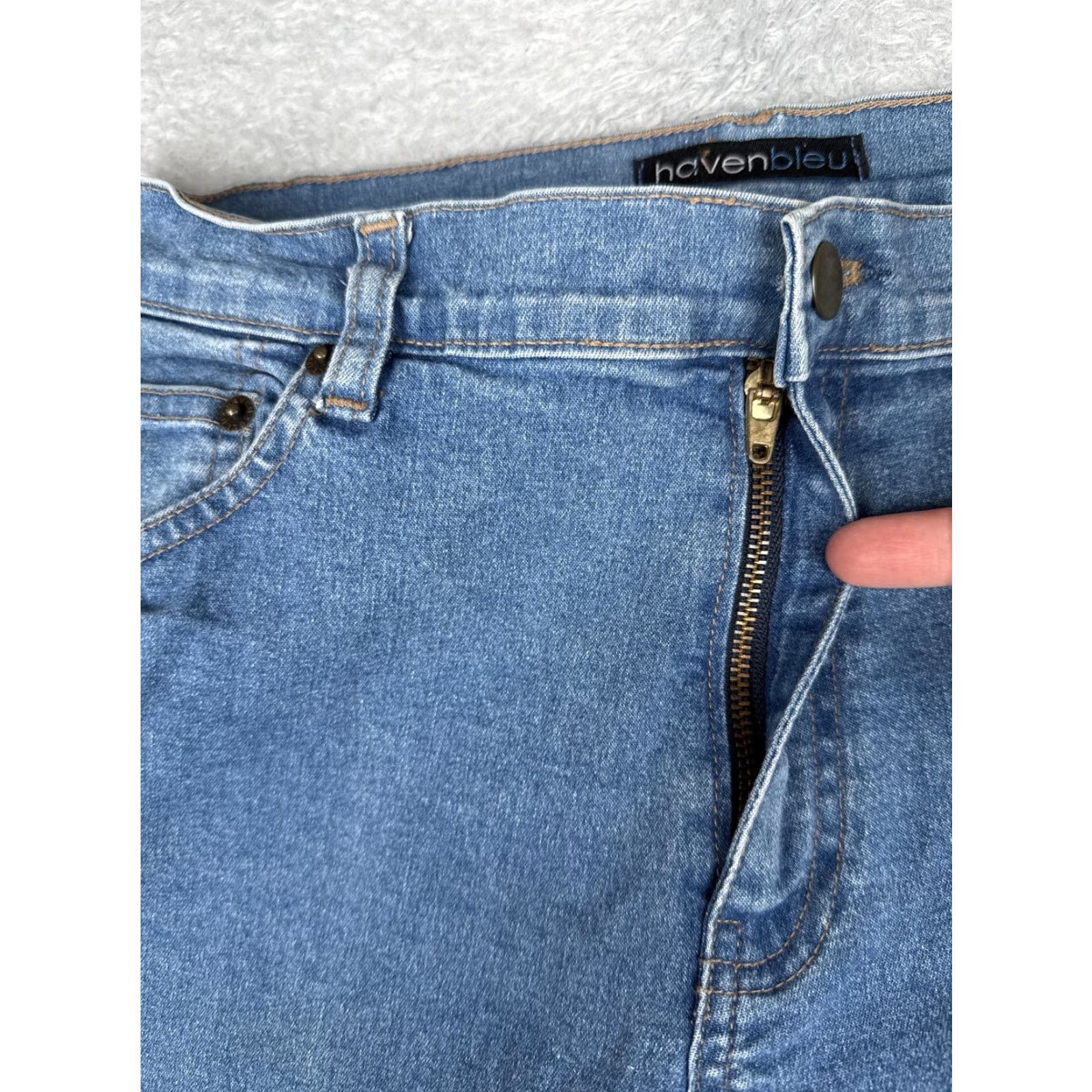 Vintage Havenbleu Jeans Womens 10 Straight Mid Rise Blue Floral Beaded Embroidered Sequin 5-Pocket Denim Cotton Blend 30x26 Size 32" / US 10 / IT 46 - 5 Thumbnail
