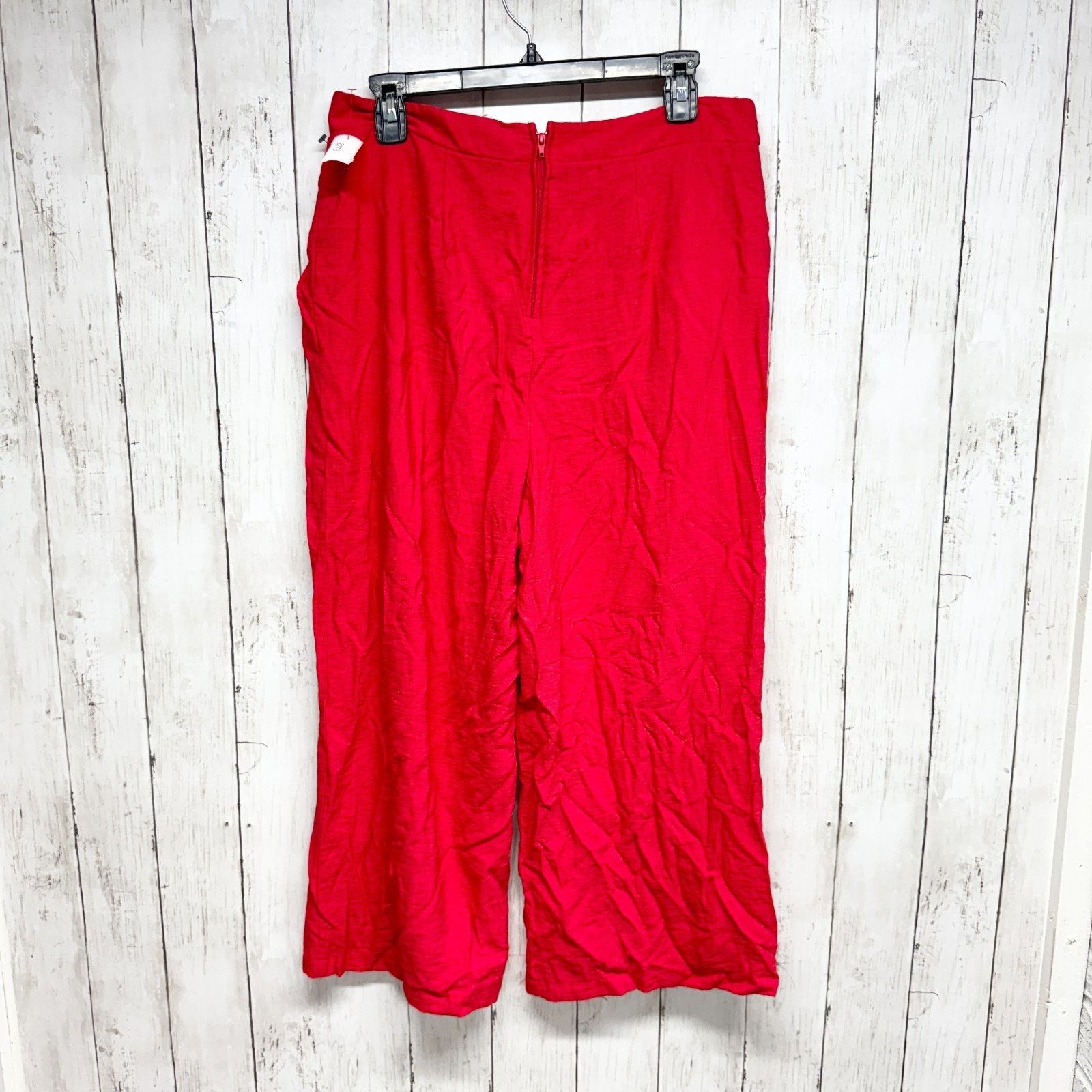 Other City Studio Pants Size 11 Red Crop Wide Leg Zip Back Flared Size 32" / US 10 / IT 46 - 5 Thumbnail