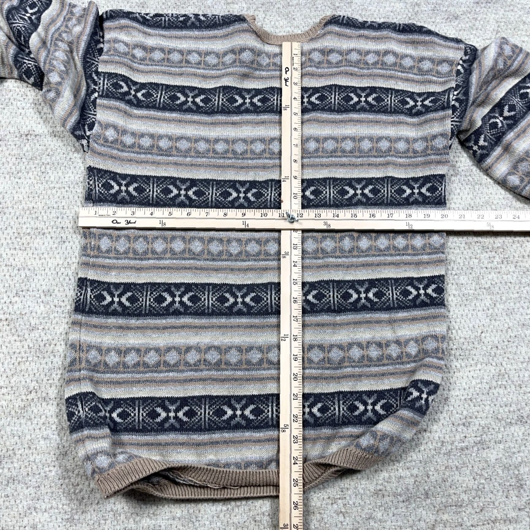 Vintage Vintage Susquehanna Trail Outtfitters UniS Sweater Geometric Knit Crew Neck Mens Large Tan Gray Golf 90s USA Retro Classic Grandpa Size US L / EU 52-54 / 3 - 6 Thumbnail