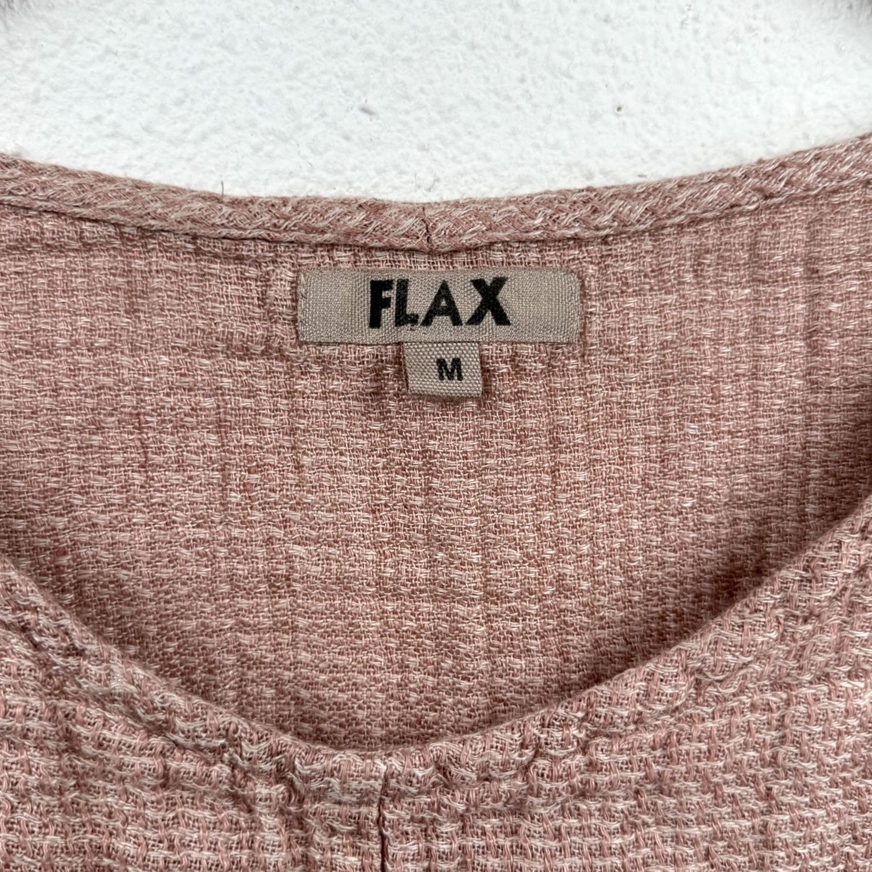FLAX FLAX Blouse Shirt Oversize Linen Pink V-Neck Long Sleeve M Adult Womens 100% Linen Oversized Casual Bohemian 24" Pit to Pit 19" Sleeve 24" Length Size M / US 6-8 / IT 42-44 - 4 Thumbnail