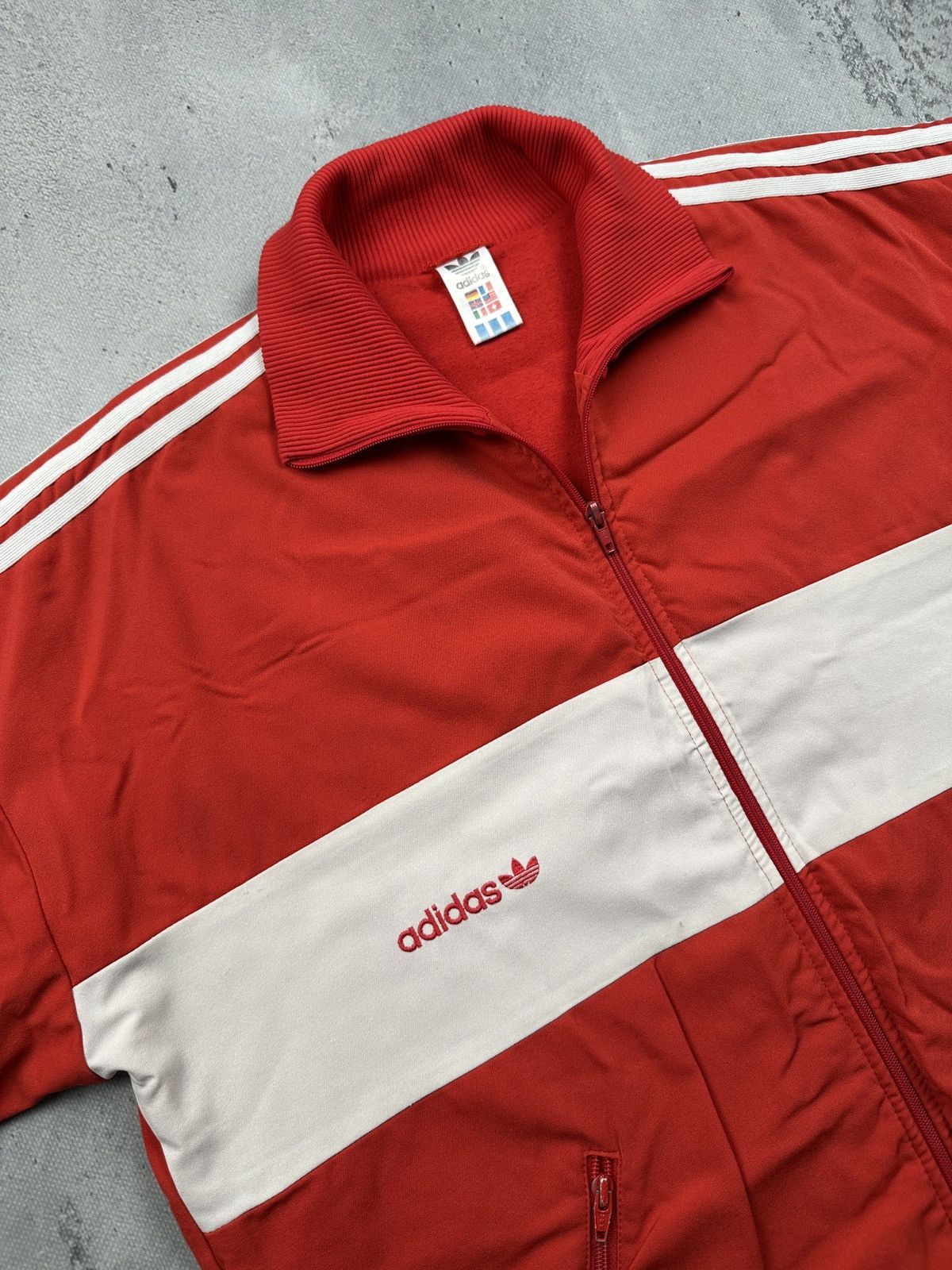 Adidas Vintage Adidas West Germany Rare Track Jacket Red White 80s Size US L / EU 52-54 / 3 - 9 Thumbnail